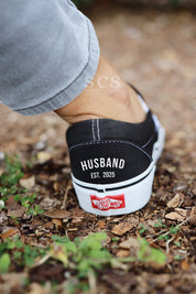 Bride and Groom Vans | Slip-on Black Shoes | solecraftstudio