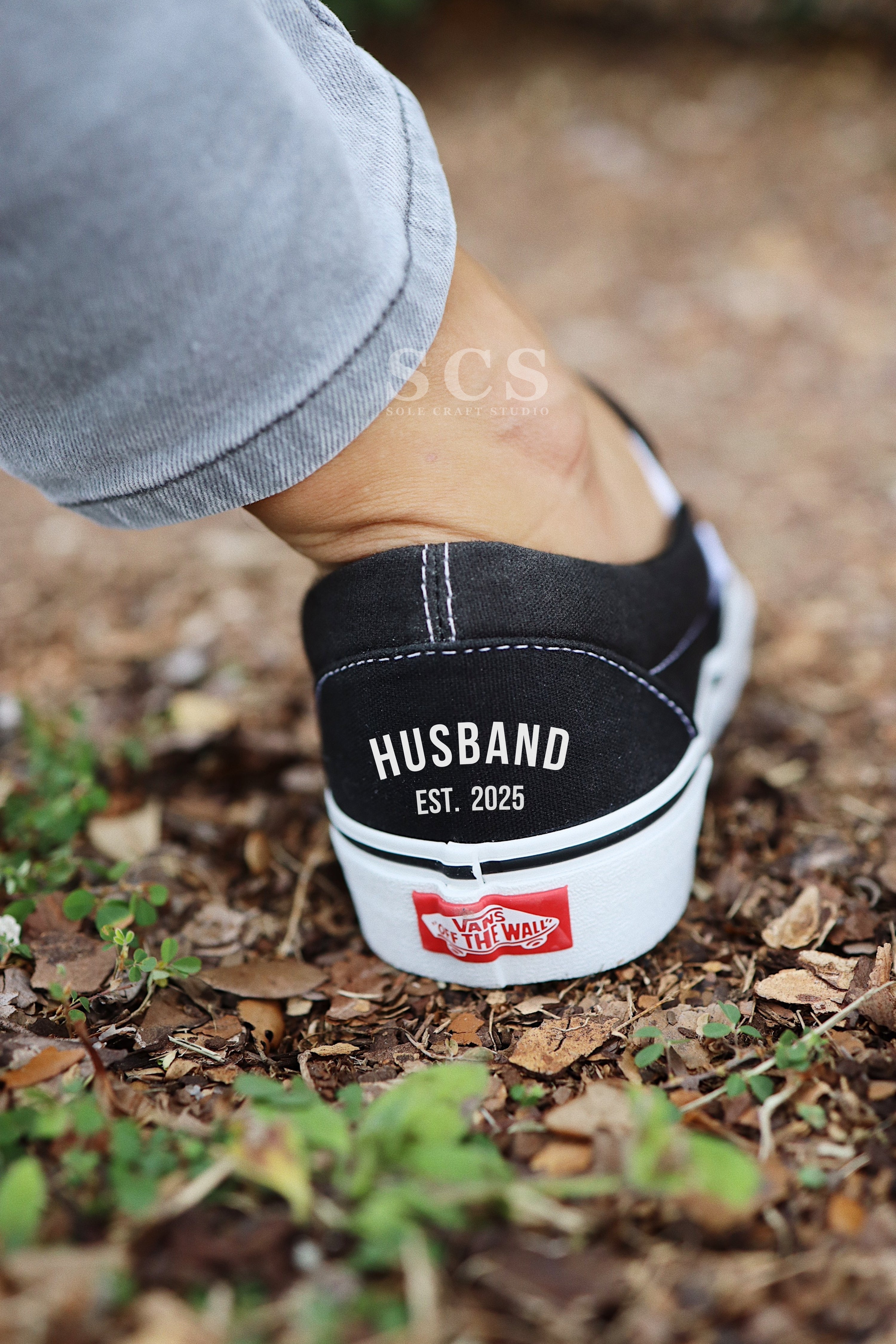 Bride and Groom Vans | Slip-on Black Shoes | solecraftstudio