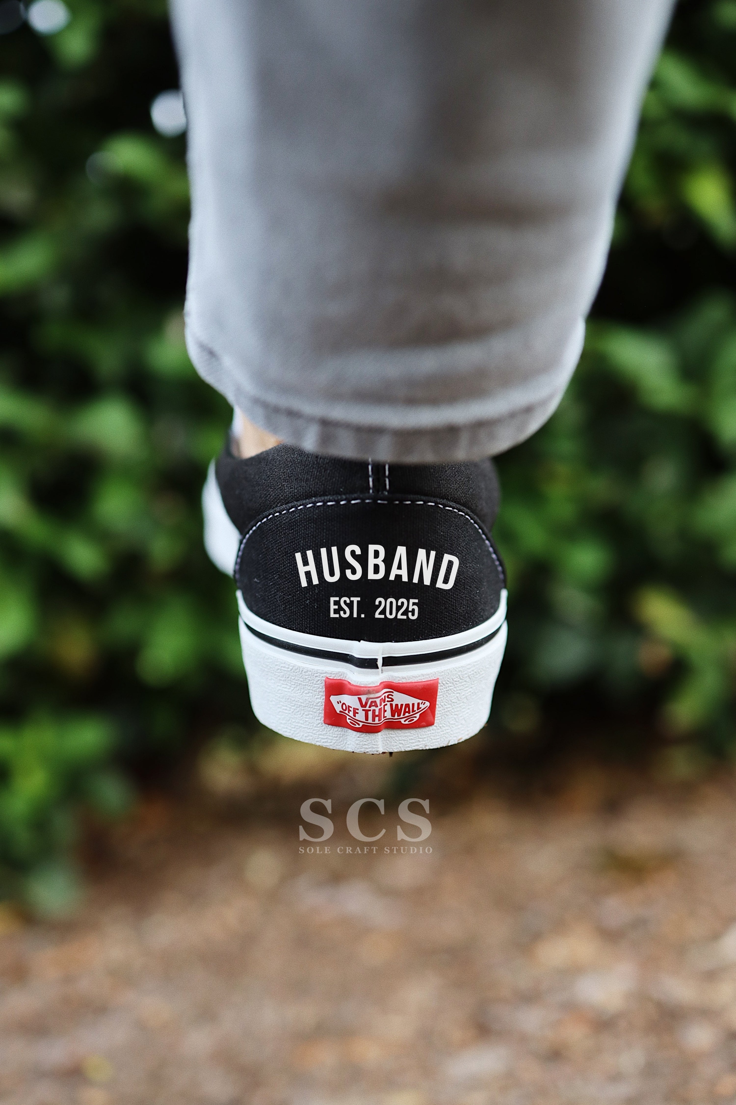 Bride and Groom Vans | Slip-on Black Shoes | solecraftstudio
