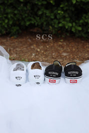 Bride and Groom Vans | Slip-on Black Shoes | solecraftstudio