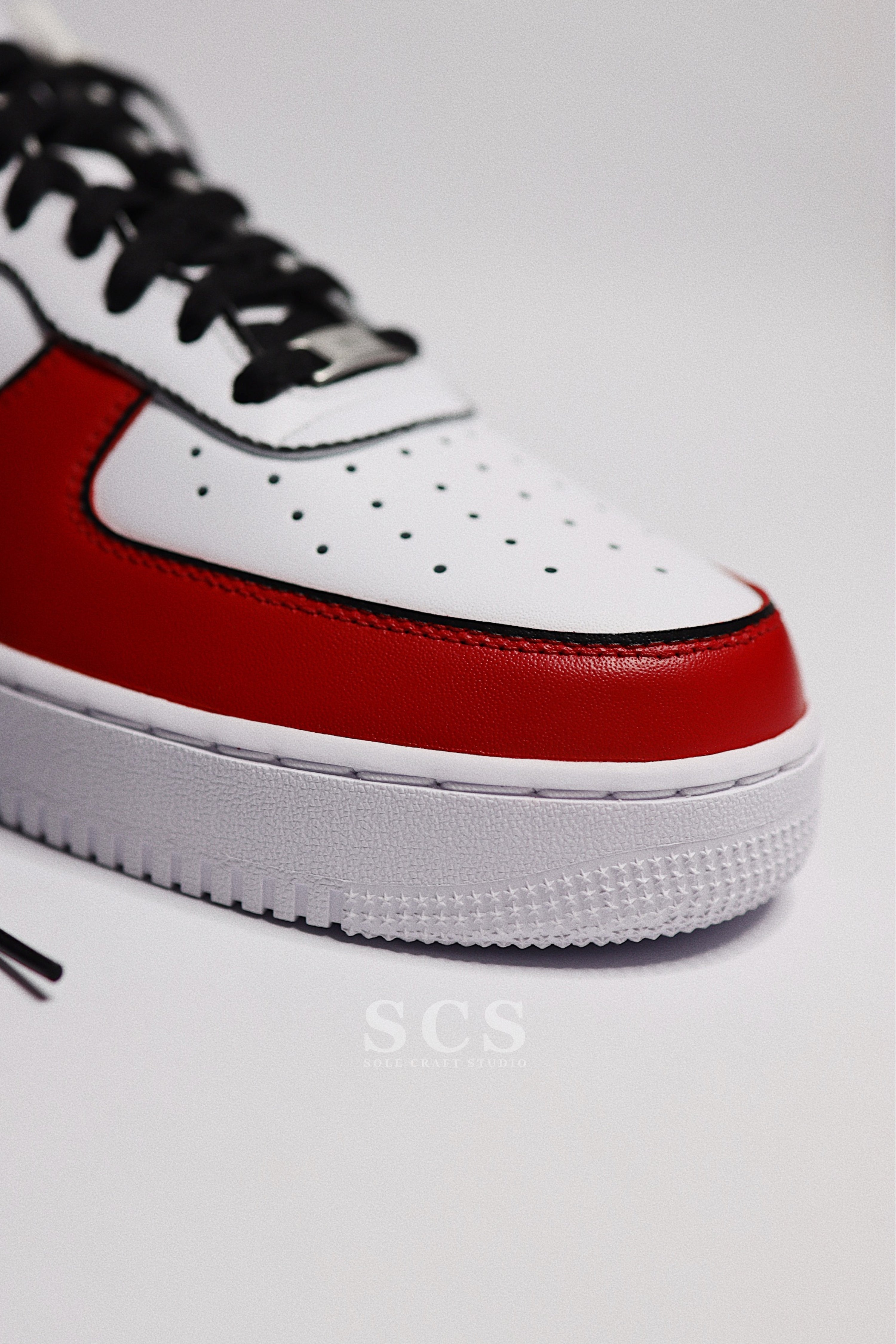 Chicago Air Force 1 Sneakers | AF1 Red and Black | solecraftstudio