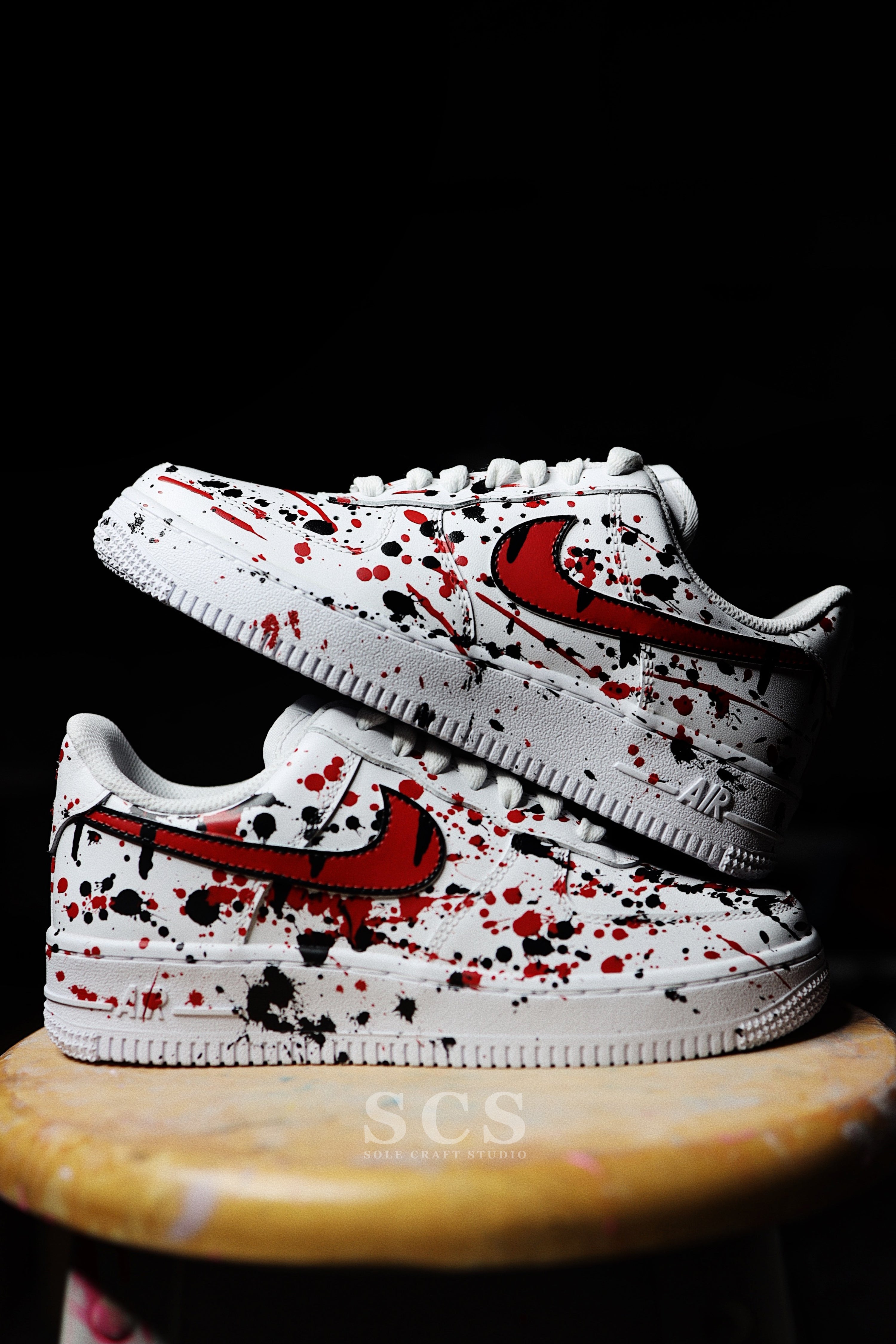 Custom Painted Sneakers | Red and Black Nike Shoes | solecraftstudio
