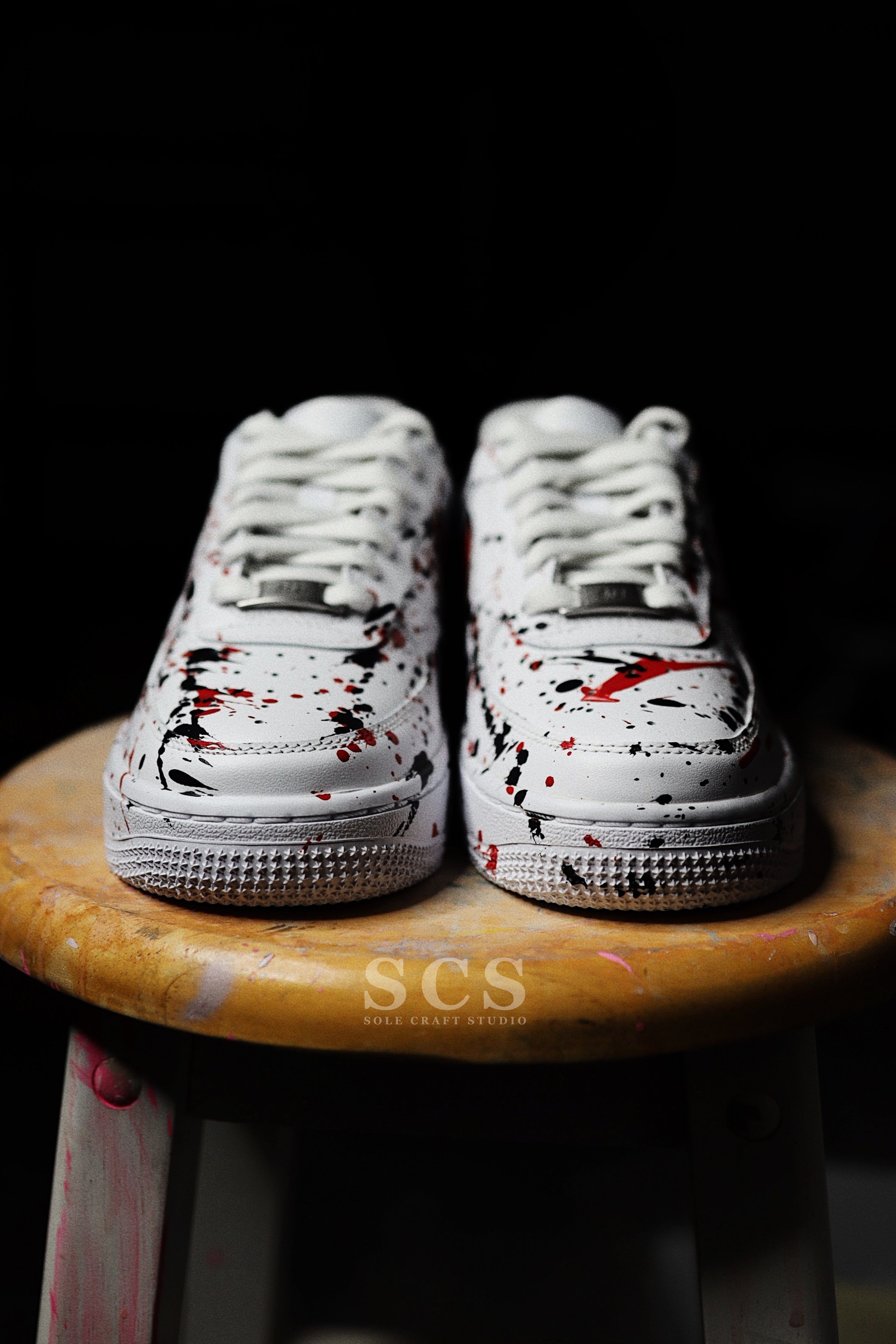 Custom Painted Sneakers | Red and Black Nike Shoes | solecraftstudio