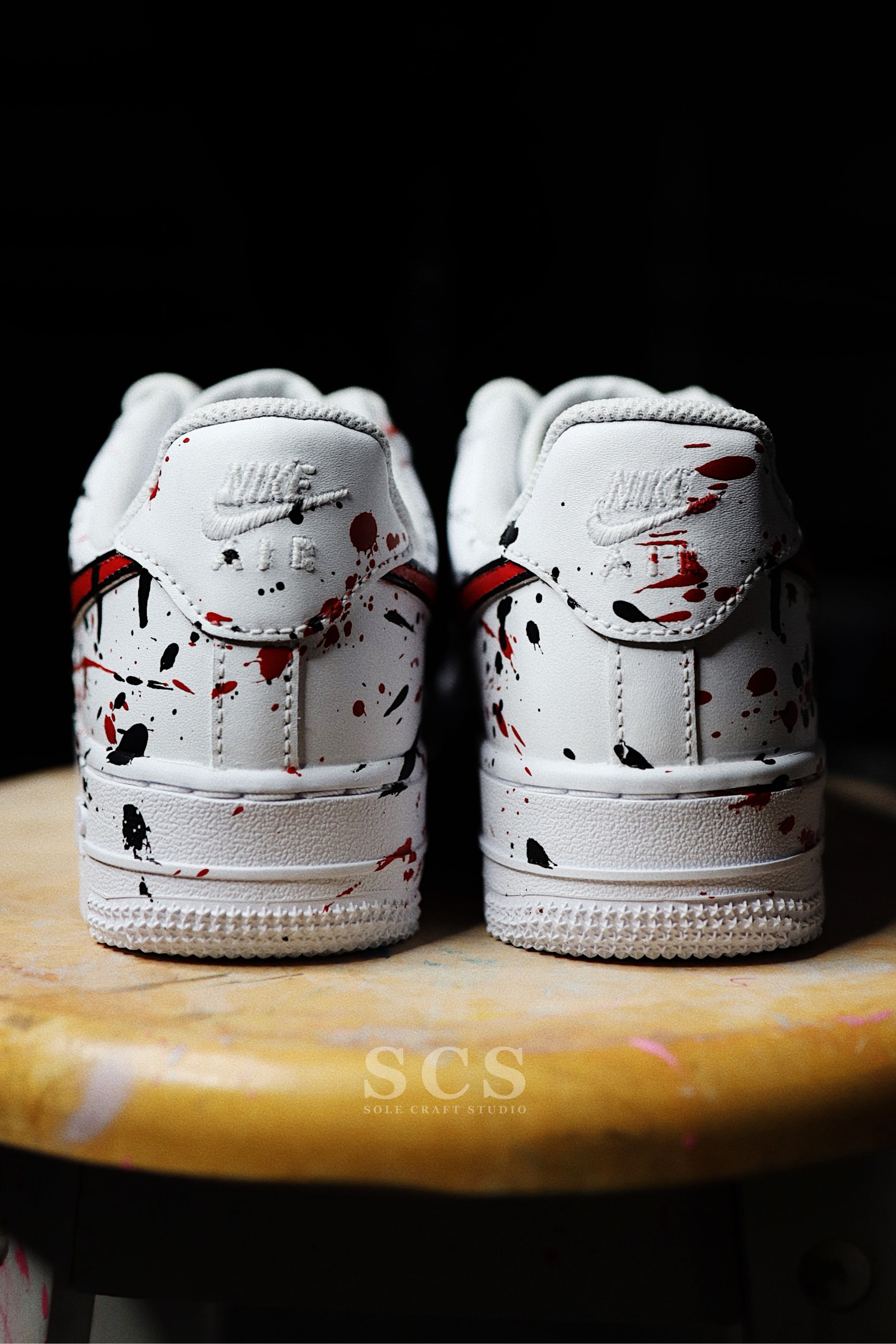 Custom Painted Sneakers | Red and Black Nike Shoes | solecraftstudio