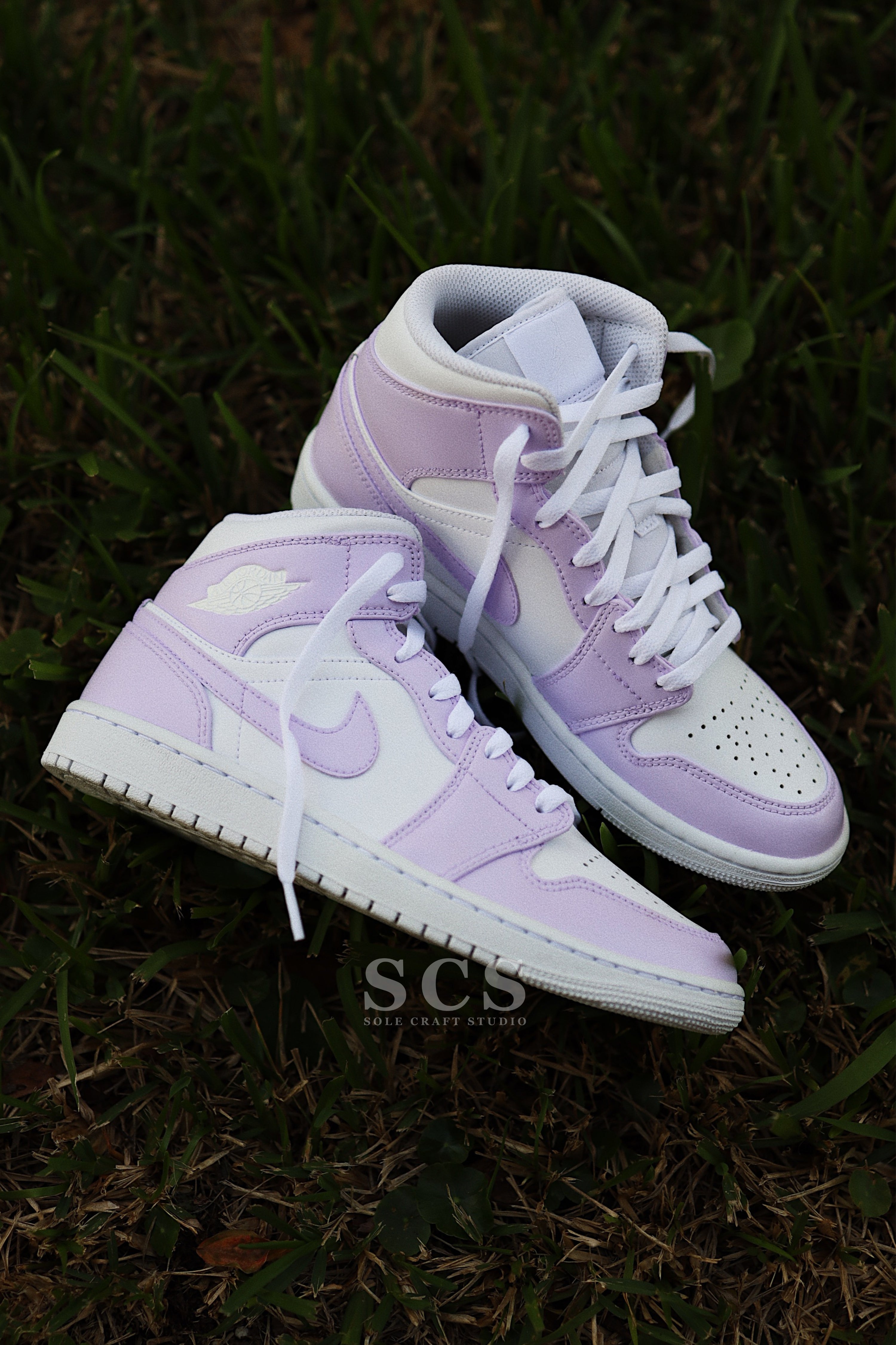 Lilac Air Jordan 1 | White and Purple Jordans | solecraftstudio
