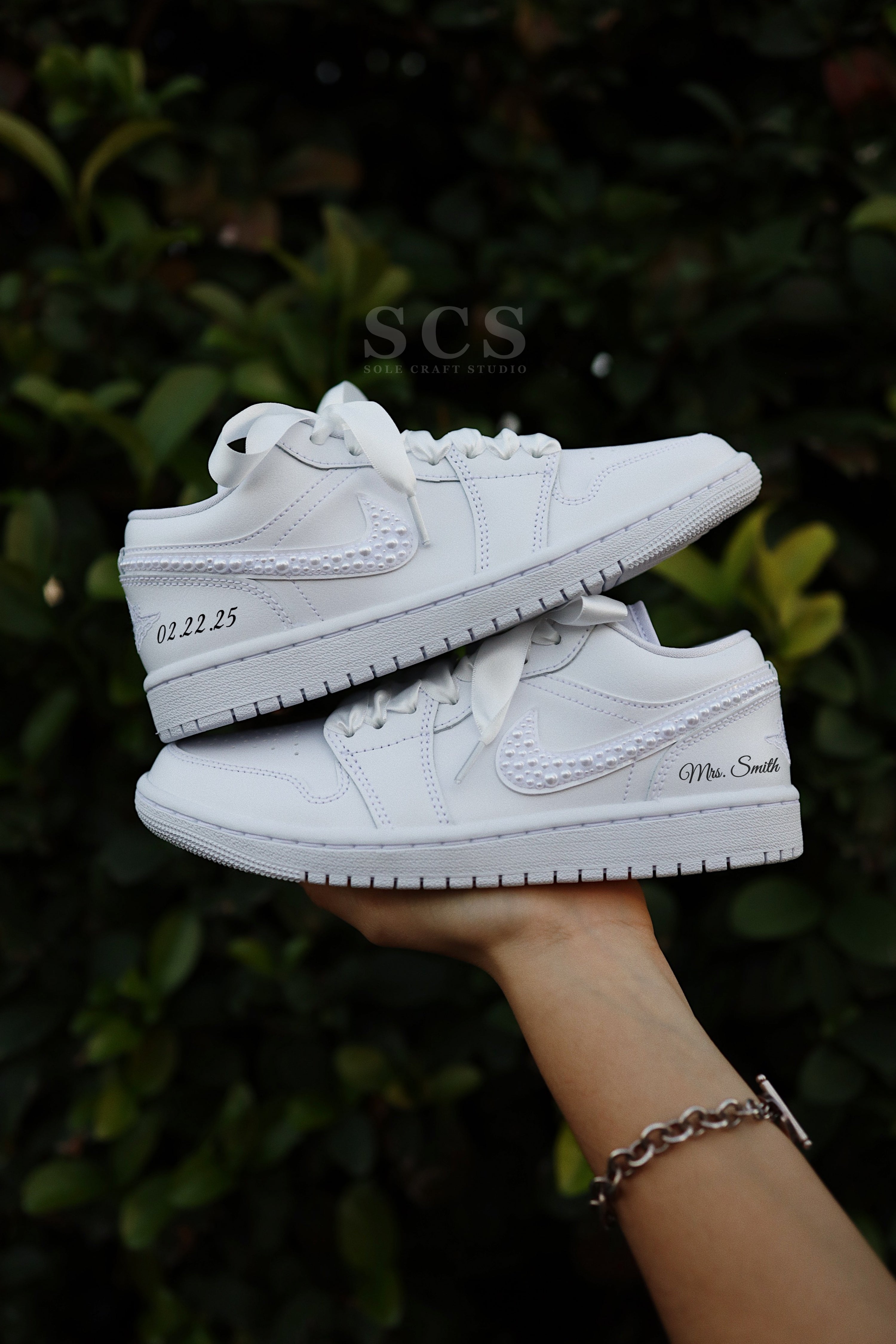 Personalized Wedding Sneakers | Bridal Air Jordan 1 | solecraftstudio