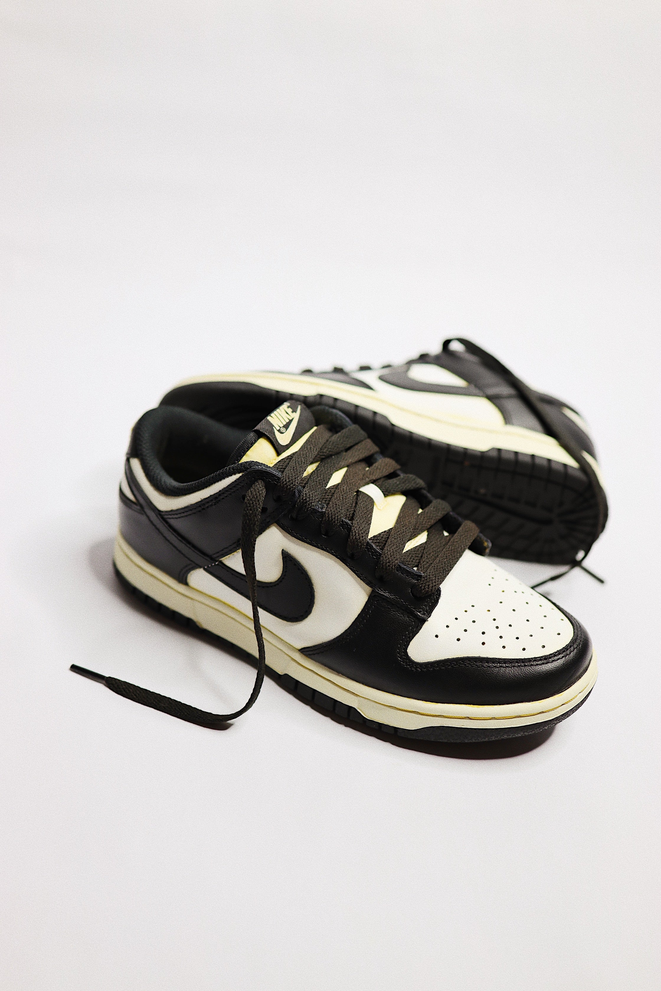 Aged Dunk Low Panda "Cooked" Black Cream Beige AF1 Custom Sneakers Unisex