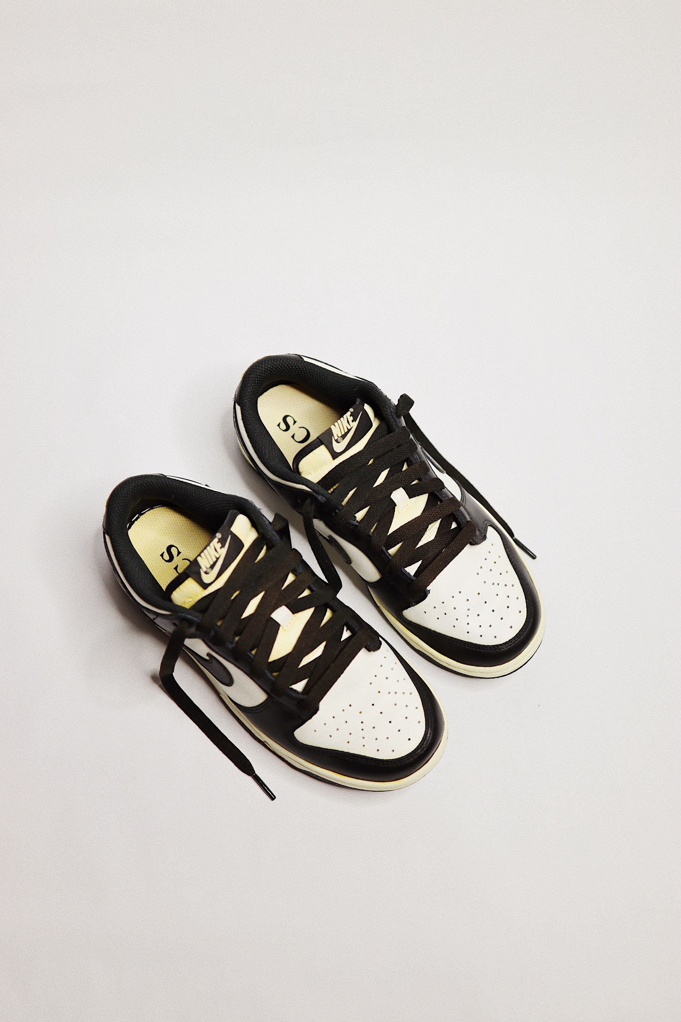 Aged Dunk Low Panda "Cooked" Black Cream Beige AF1 Custom Sneakers Unisex