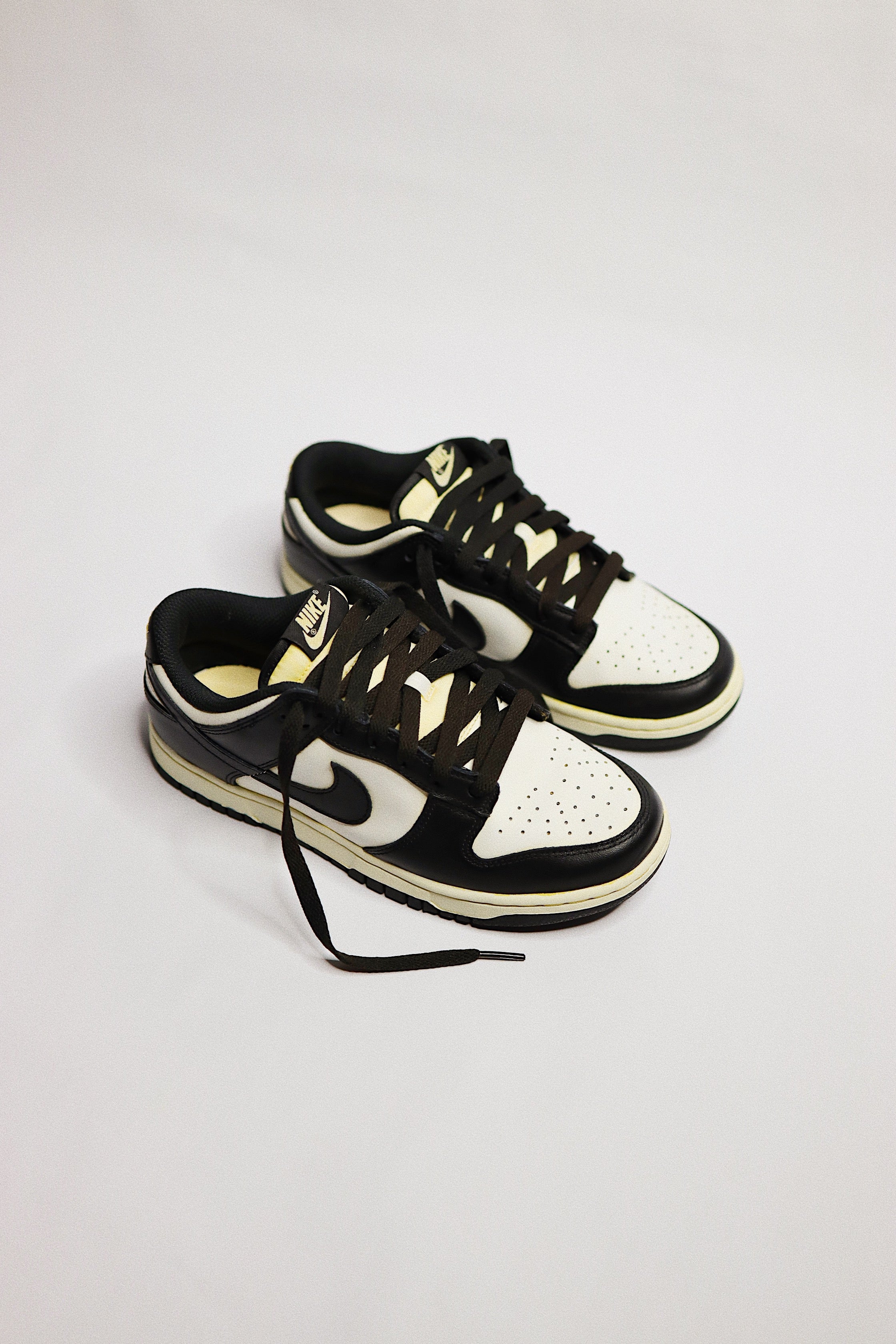 Aged Dunk Low Panda "Cooked" Black Cream Beige AF1 Custom Sneakers Unisex