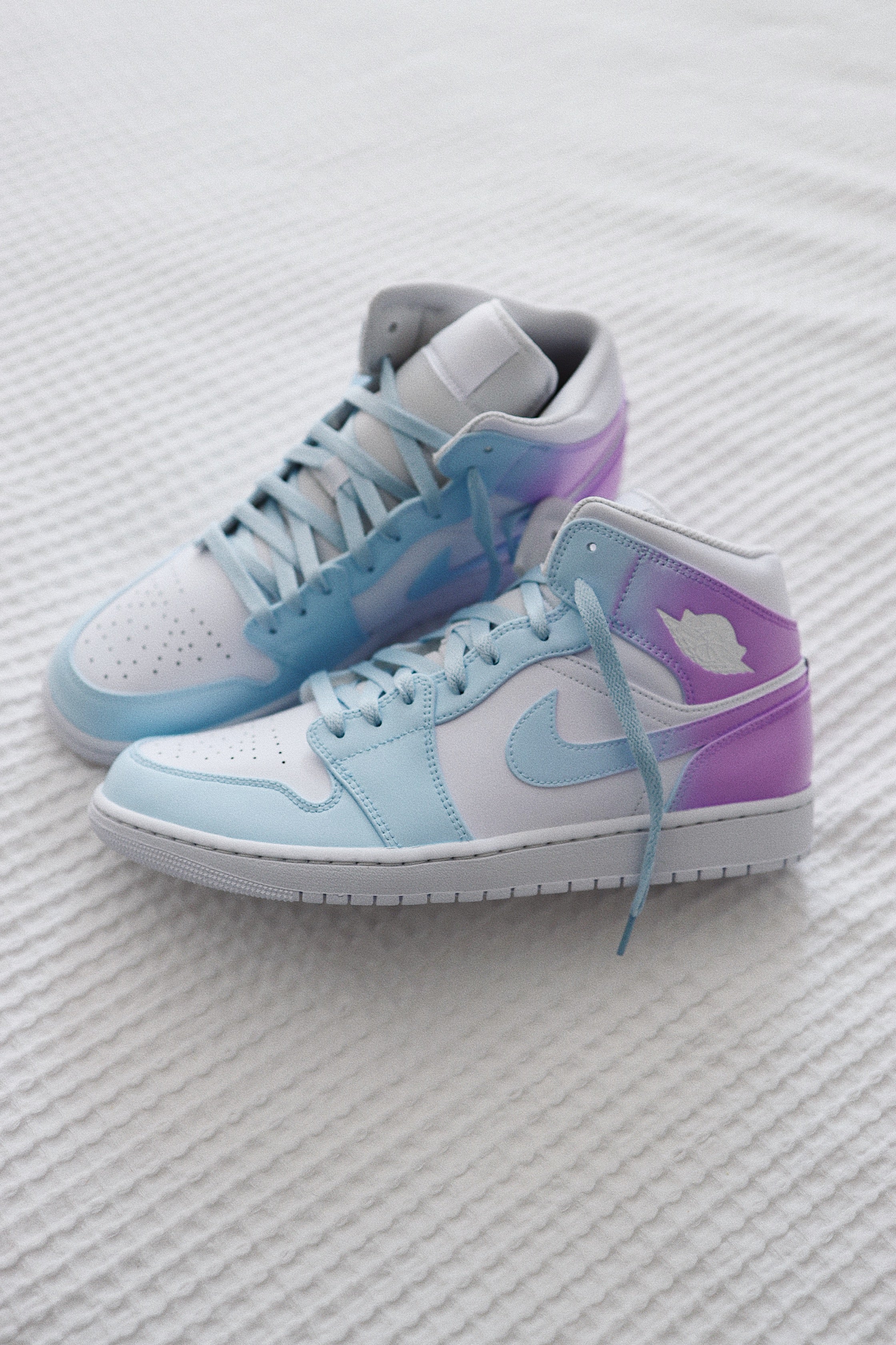 Pastel Color Nike Shoes | Purple and Blue Jordans | solecraftstudio