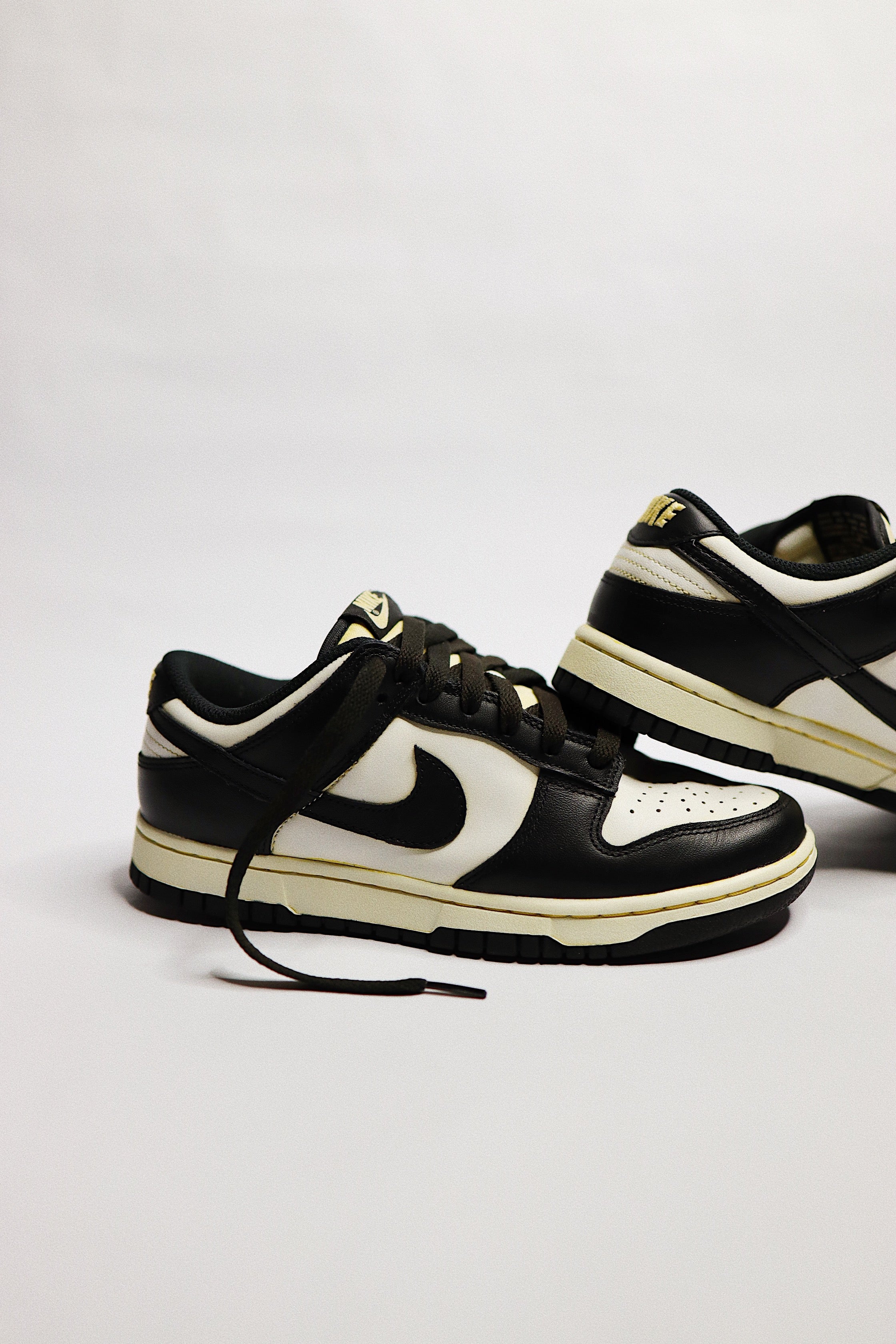 Aged Dunk Low Panda "Cooked" Black Cream Beige AF1 Custom Sneakers Unisex