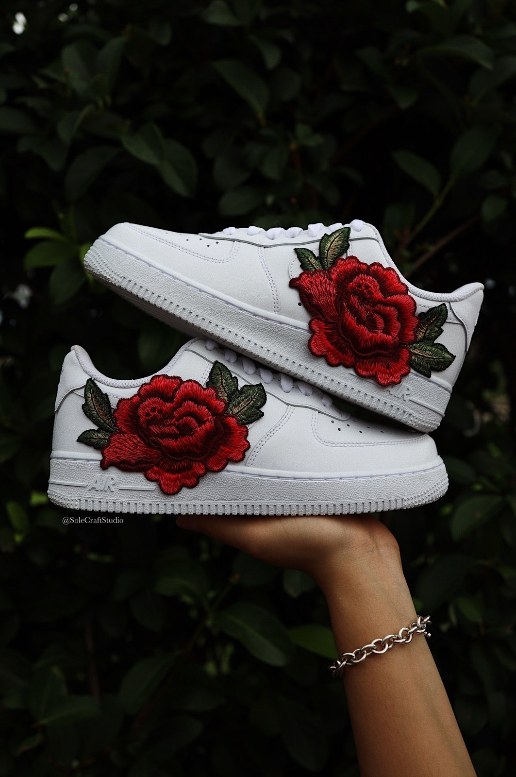 Embroidered Red Rose Flower Custom Air Force 1