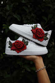 Embroidered Red Rose Flower Custom Air Force 1