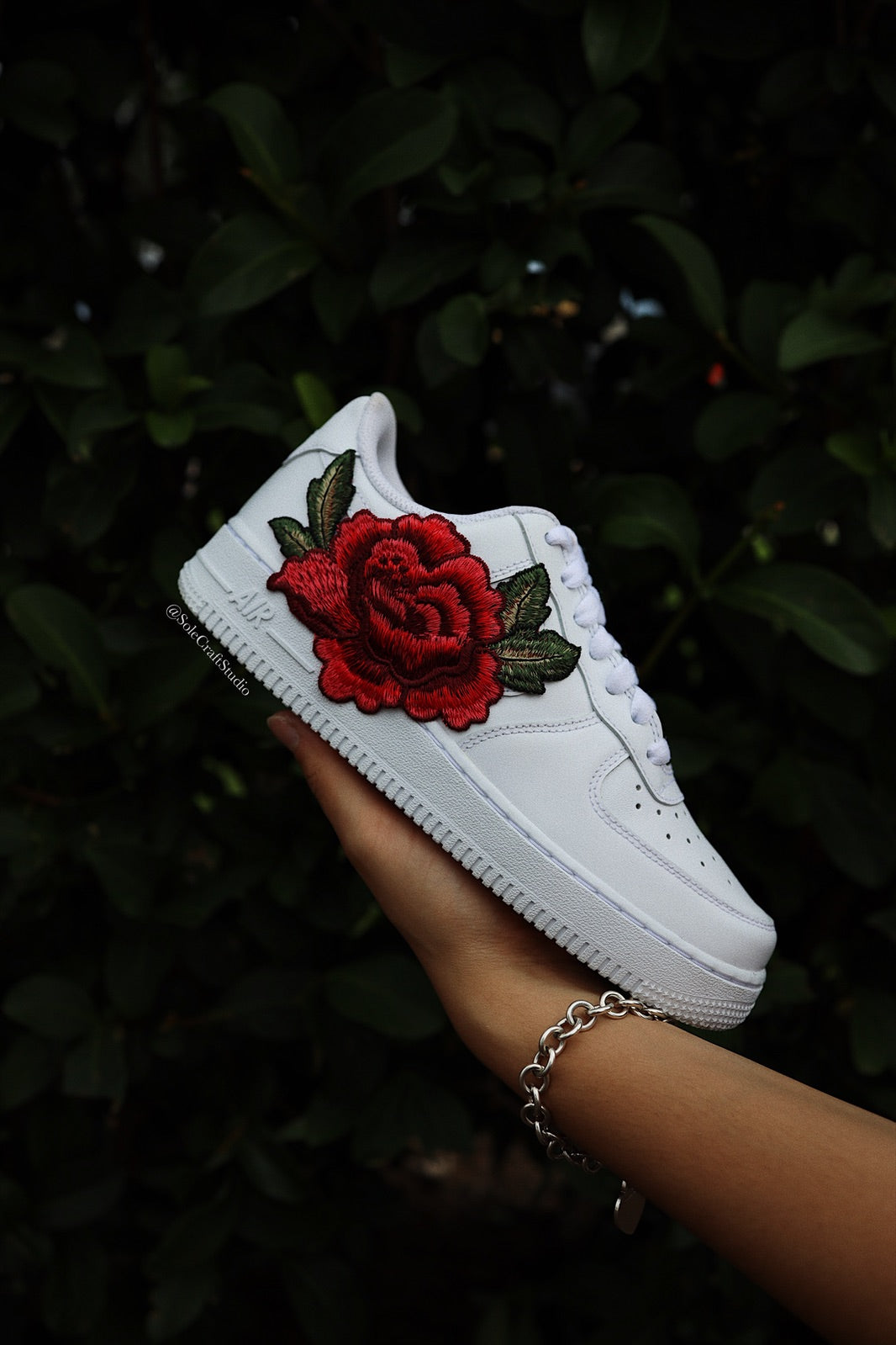 Embroidered Red Rose Flower Custom Air Force 1