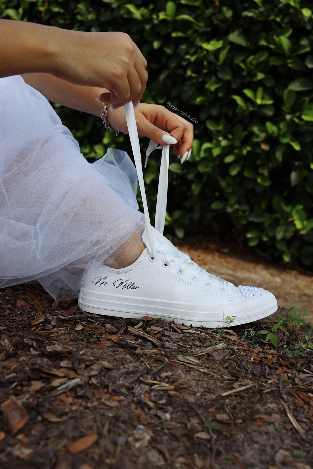 White Wedding Sneakers | Low Top Shoes | solecraftstudio