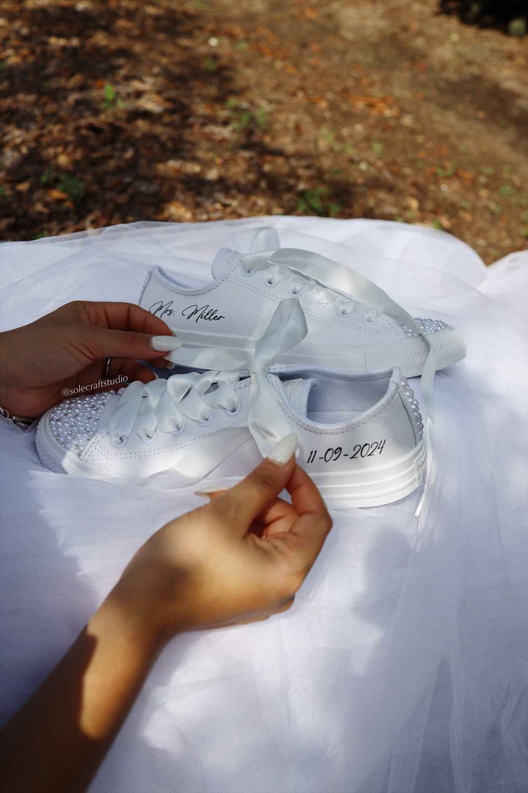 White Wedding Sneakers | Low Top Shoes | solecraftstudio