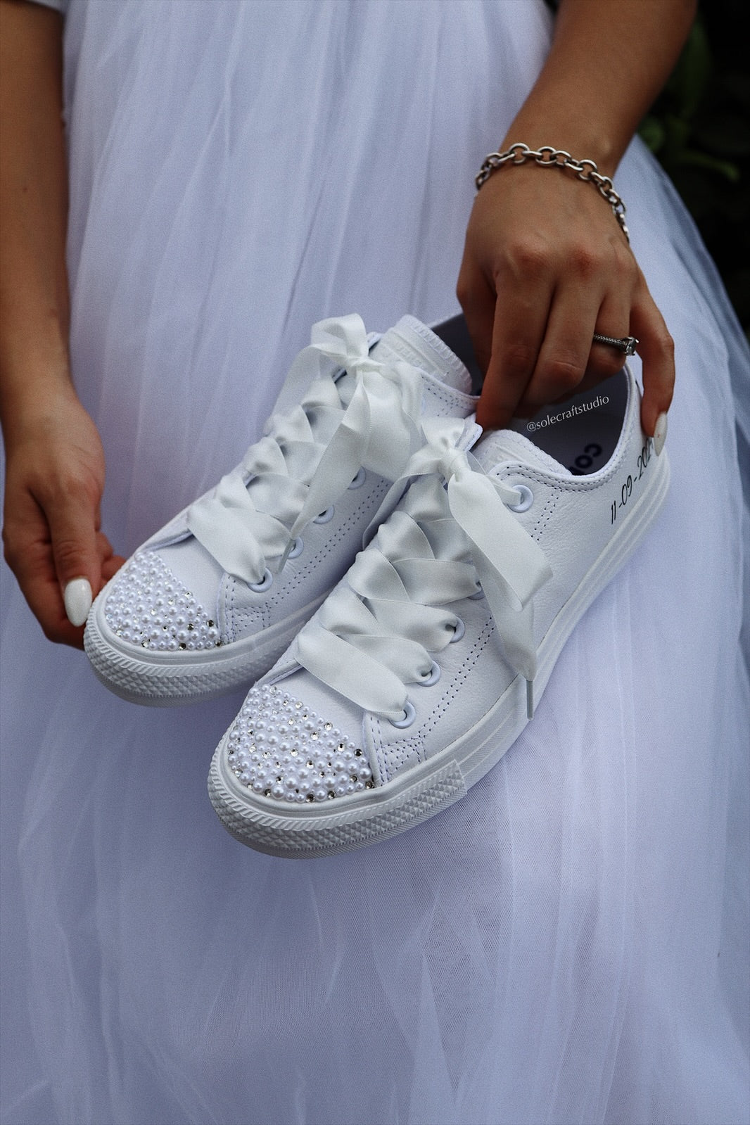 White Wedding Sneakers | Low Top Shoes | solecraftstudio