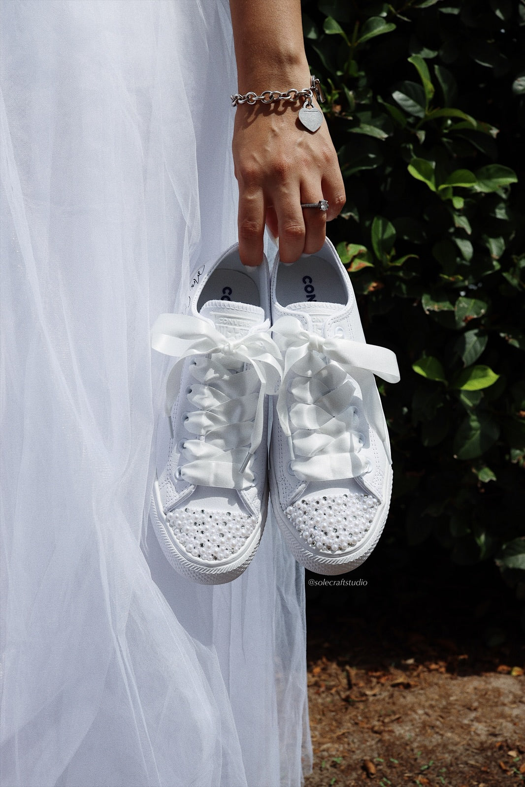 White Wedding Sneakers | Low Top Shoes | solecraftstudio