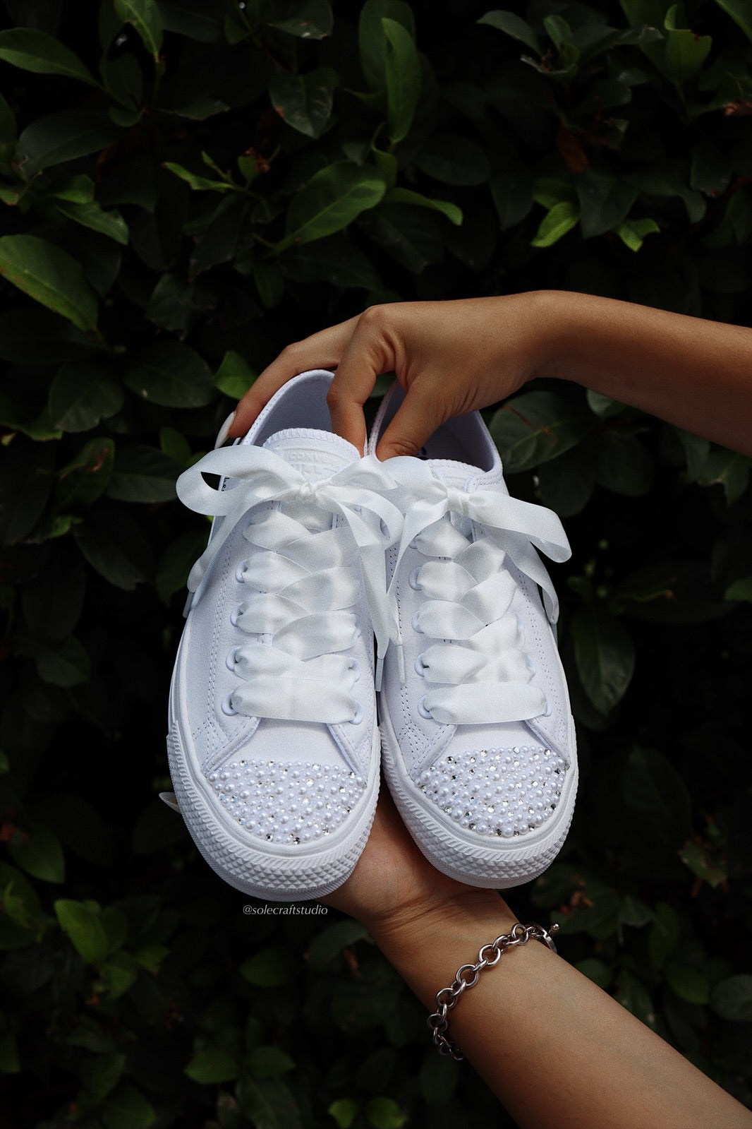 White Wedding Sneakers | Low Top Shoes | solecraftstudio
