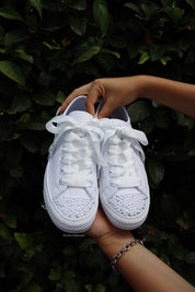 White Wedding Sneakers | Low Top Shoes | solecraftstudio