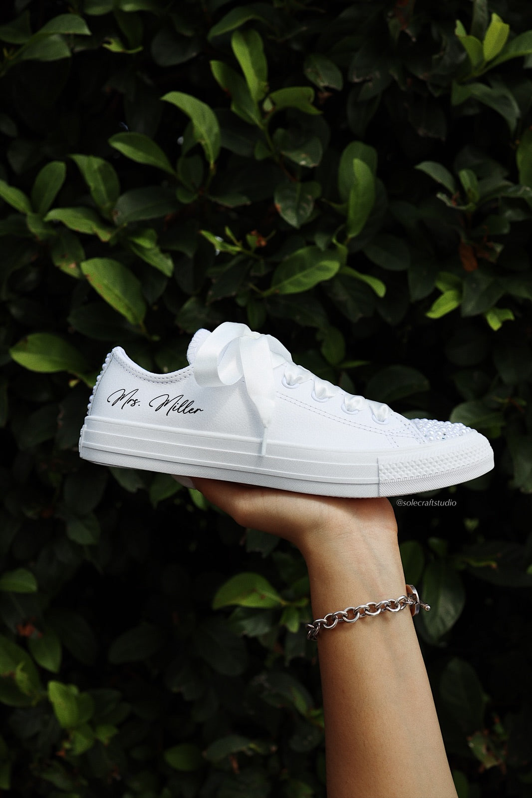 White Wedding Sneakers | Low Top Shoes | solecraftstudio