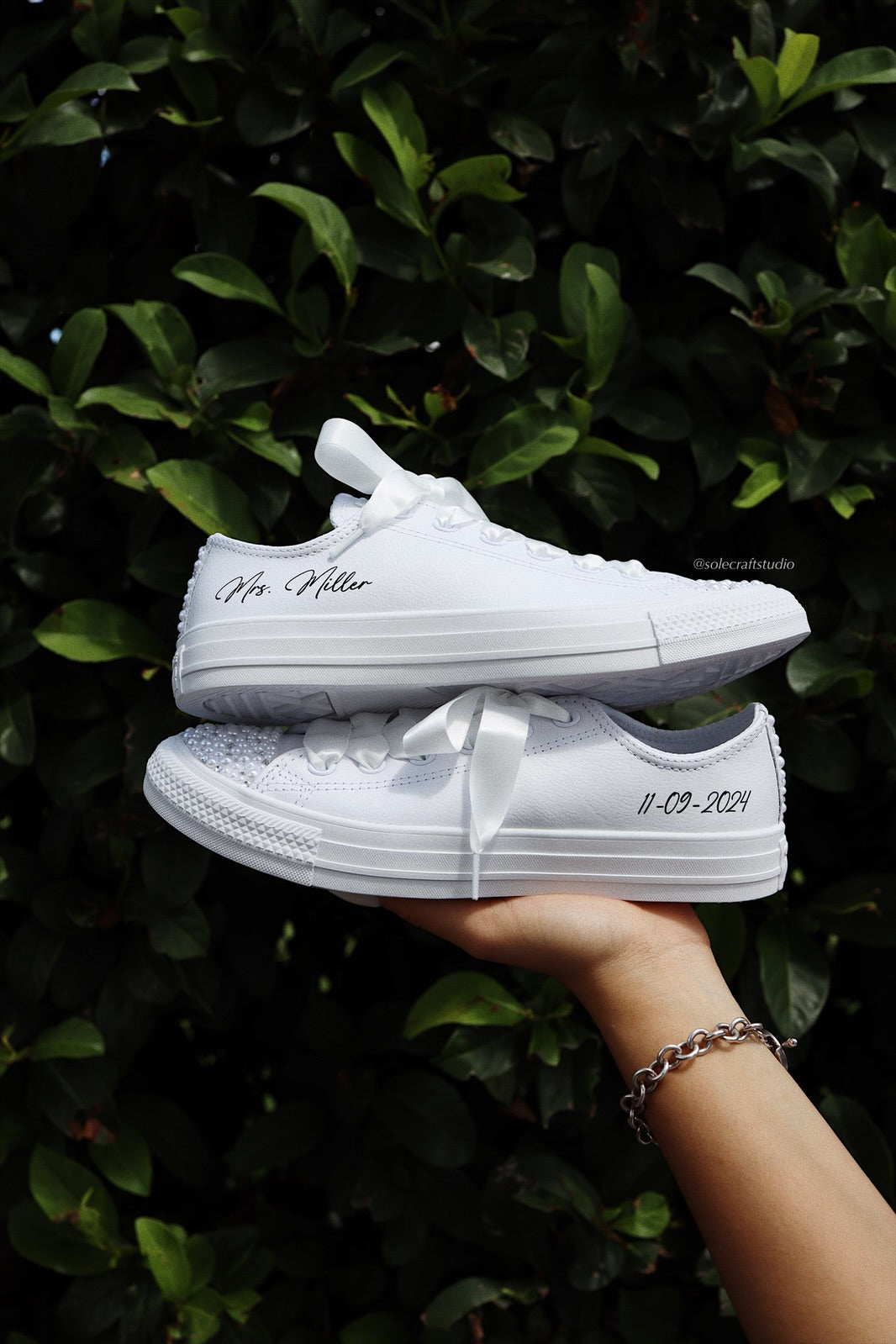 White Wedding Sneakers | Low Top Shoes | solecraftstudio