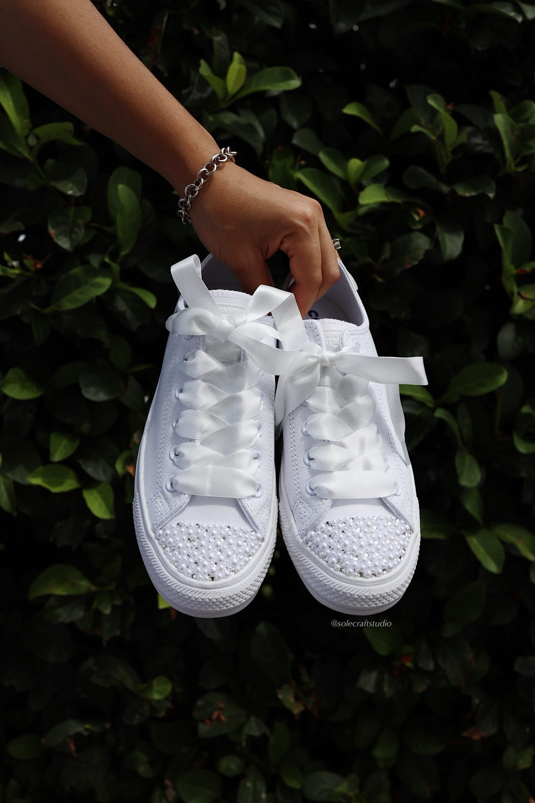 White Wedding Sneakers | Low Top Shoes | solecraftstudio