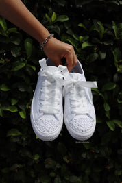 White Wedding Sneakers | Low Top Shoes | solecraftstudio