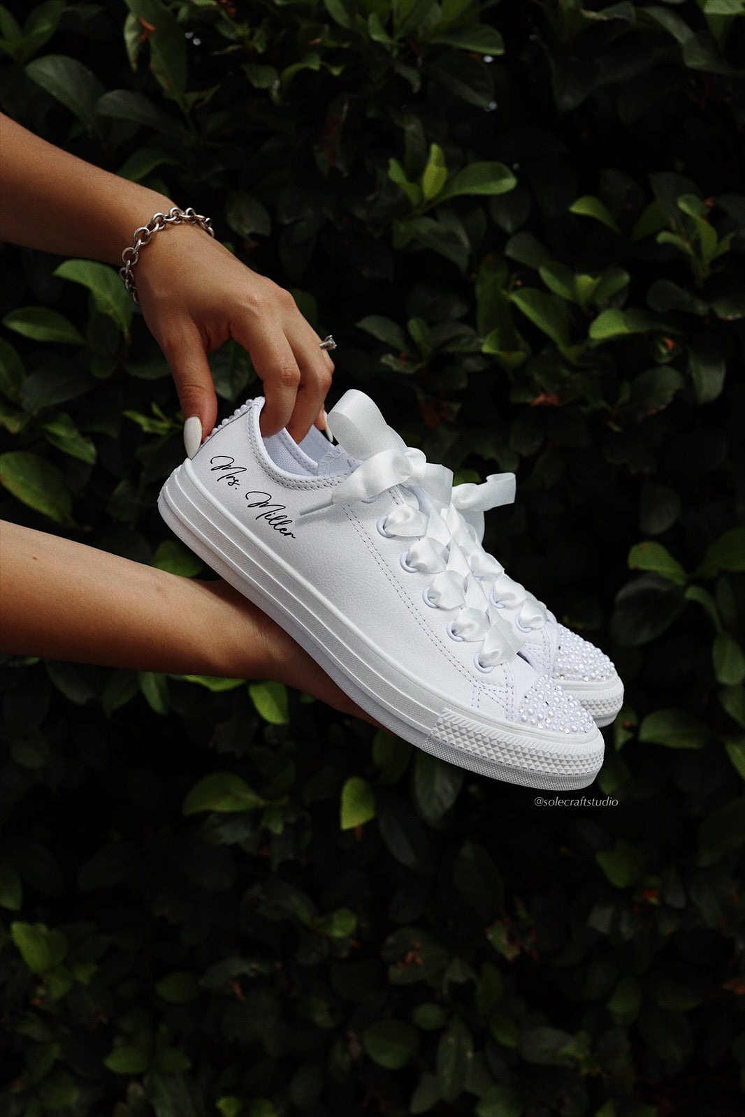 White Wedding Sneakers | Low Top Shoes | solecraftstudio