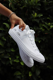 White Wedding Sneakers | Low Top Shoes | solecraftstudio