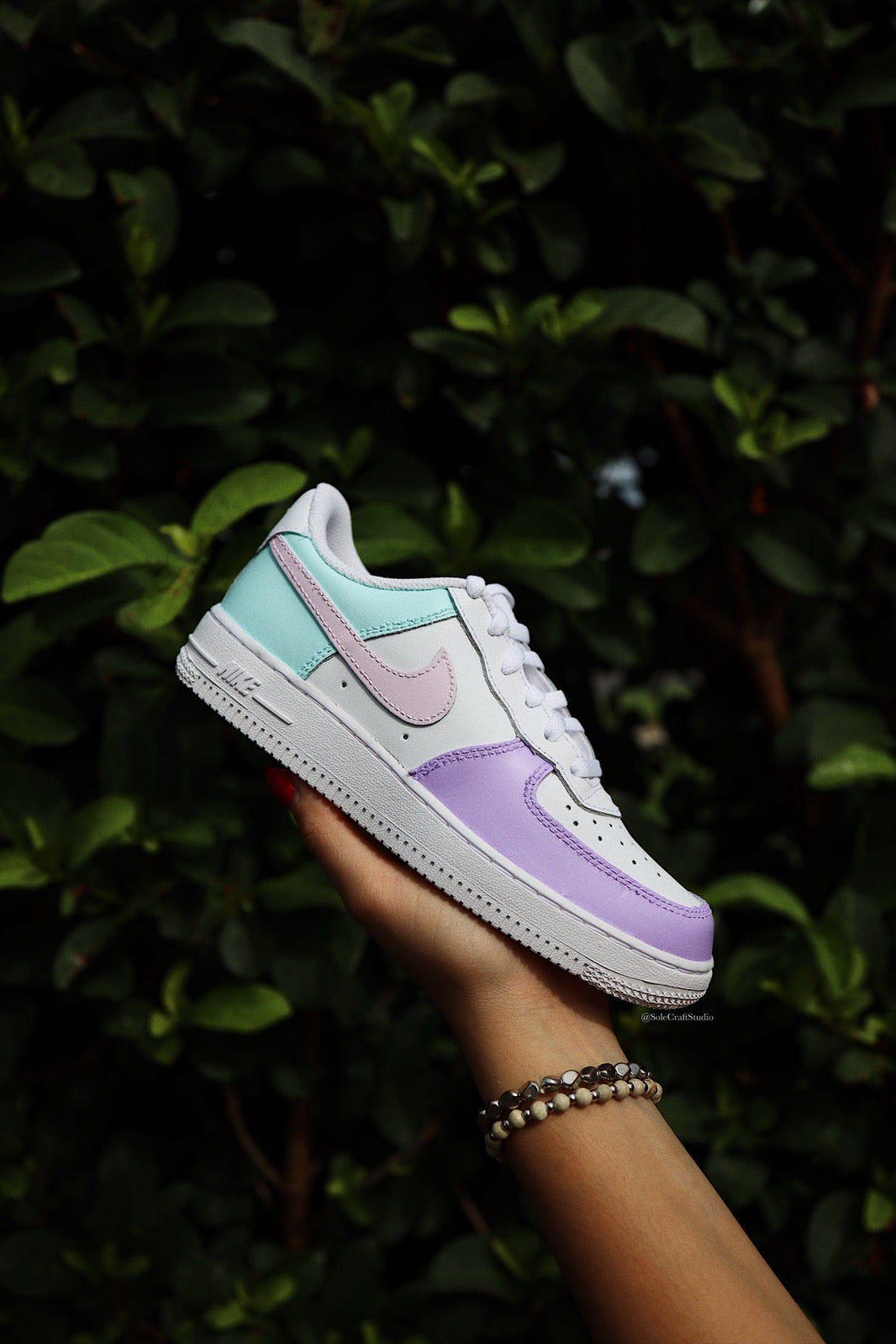 Air Force 1 Low Custom Kids Shoes Pink Lavender Mint Hand Painted AF1 Sneakers