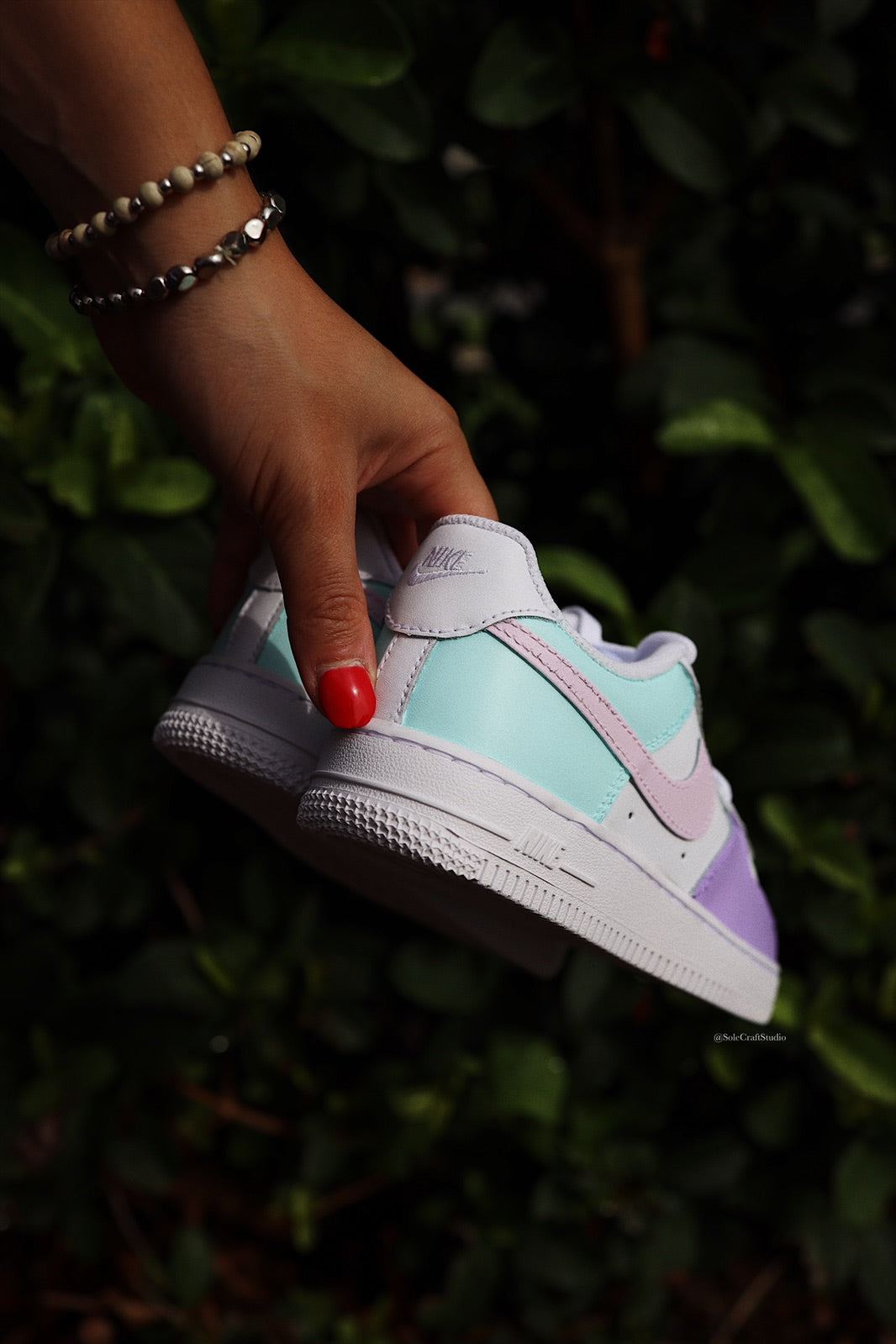Air Force 1 Low Custom Kids Shoes Pink Lavender Mint Hand Painted AF1 Sneakers