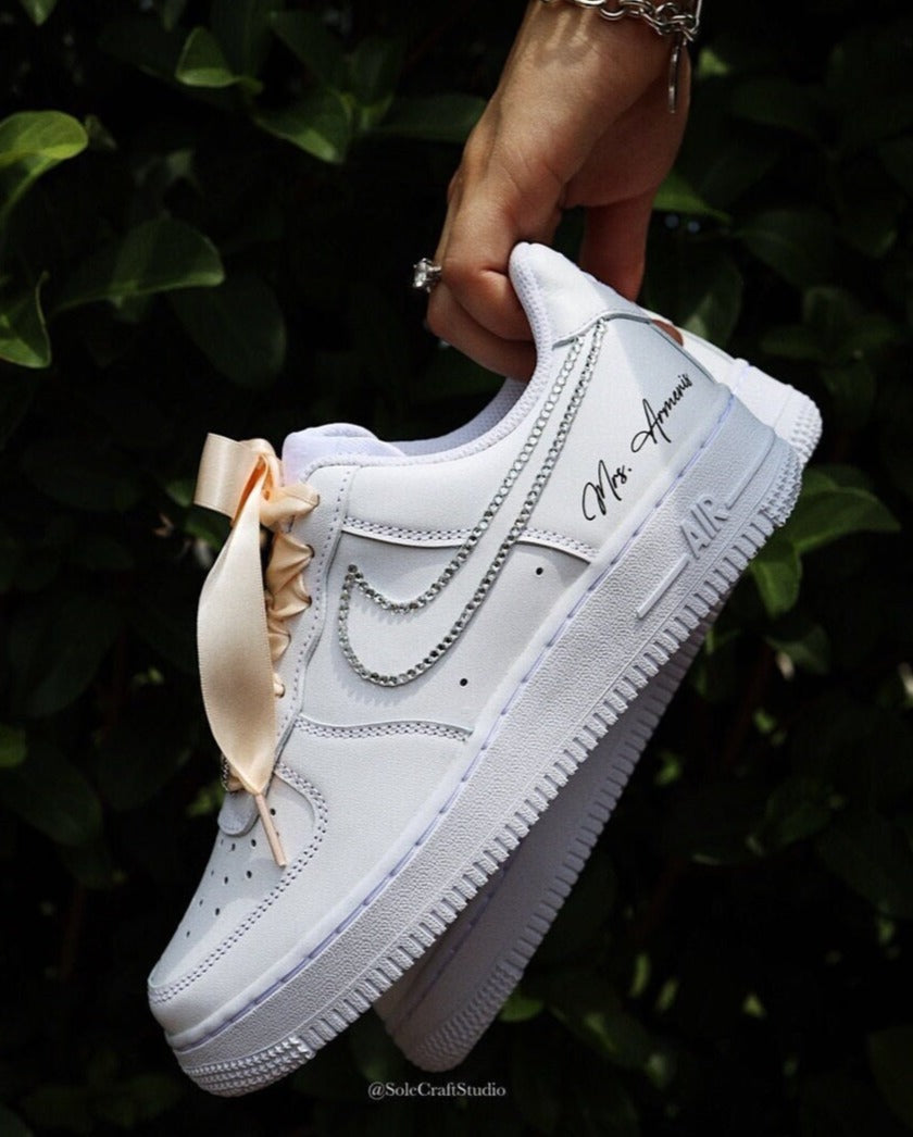 Wedding Sneakers for Bride | Custom Air Force 1 | solecraftstudio