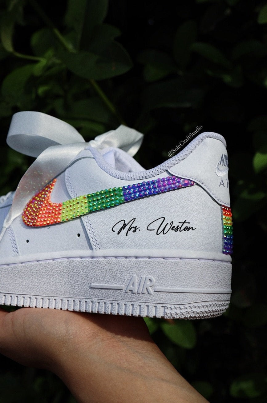 Personalized Wedding Sneakers | Air Force 1 Rainbow | solecraftstudio