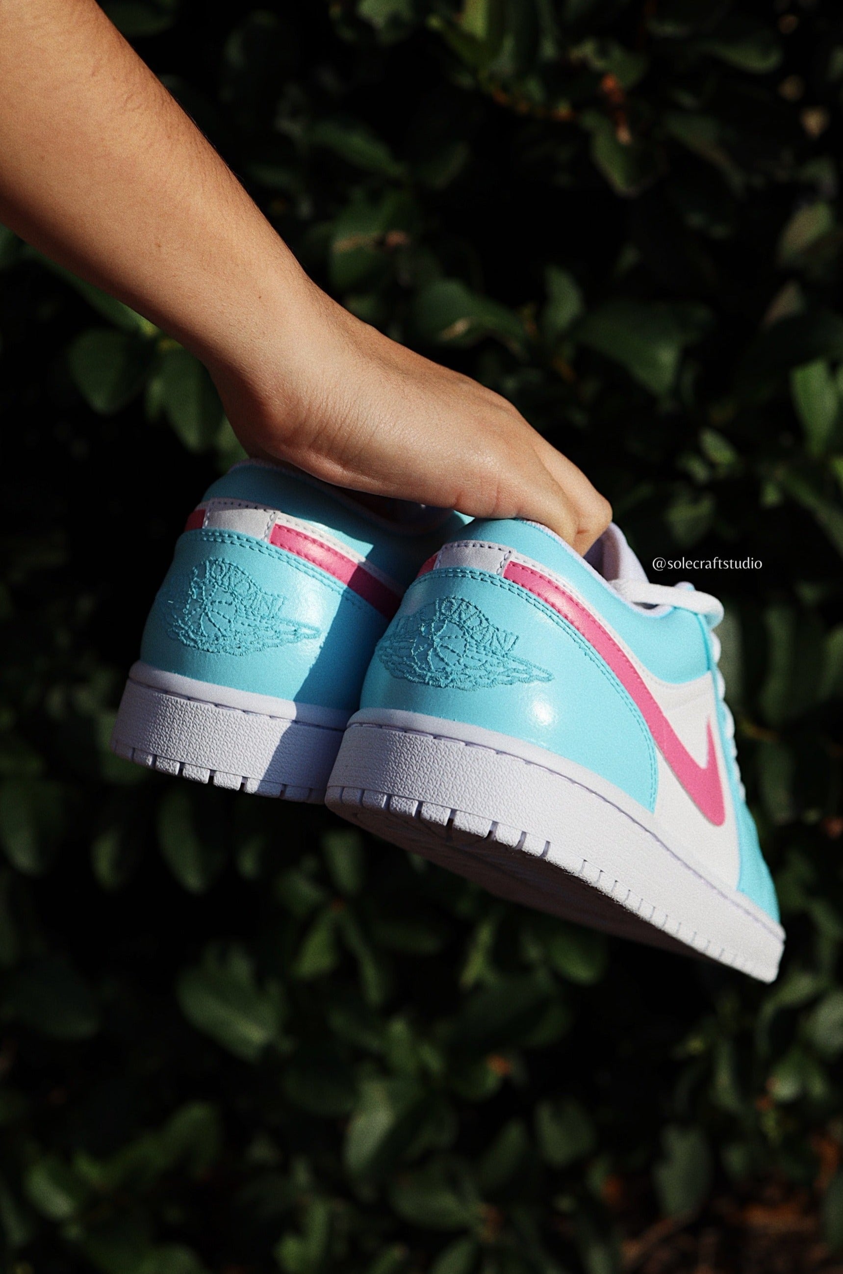 Light Blue and Pink Nike Shoes | AJ1 Miami Vice | solecraftstudio
