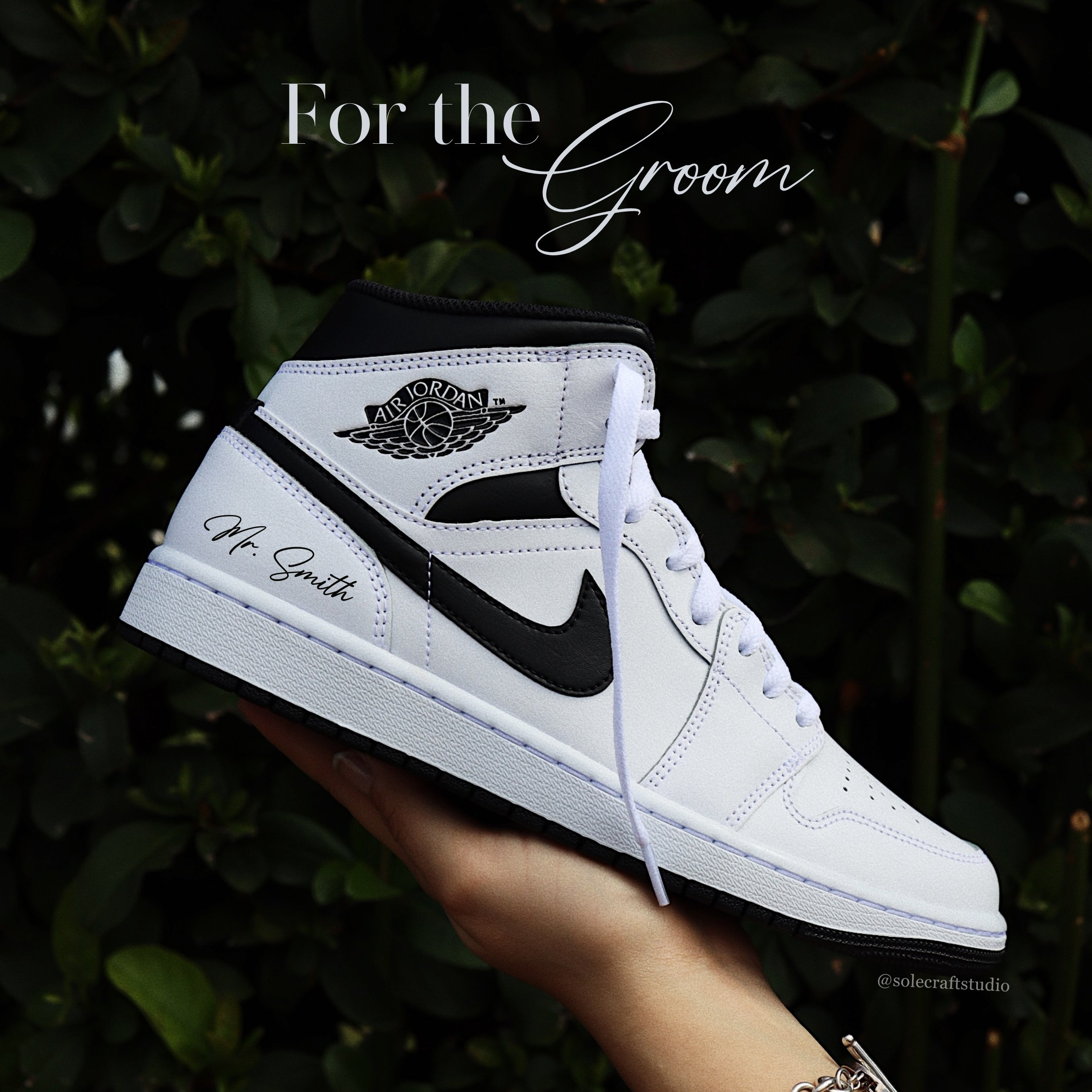 Bride and Groom Jordans Air Jordan 1 Black Swoosh solecraftstudio