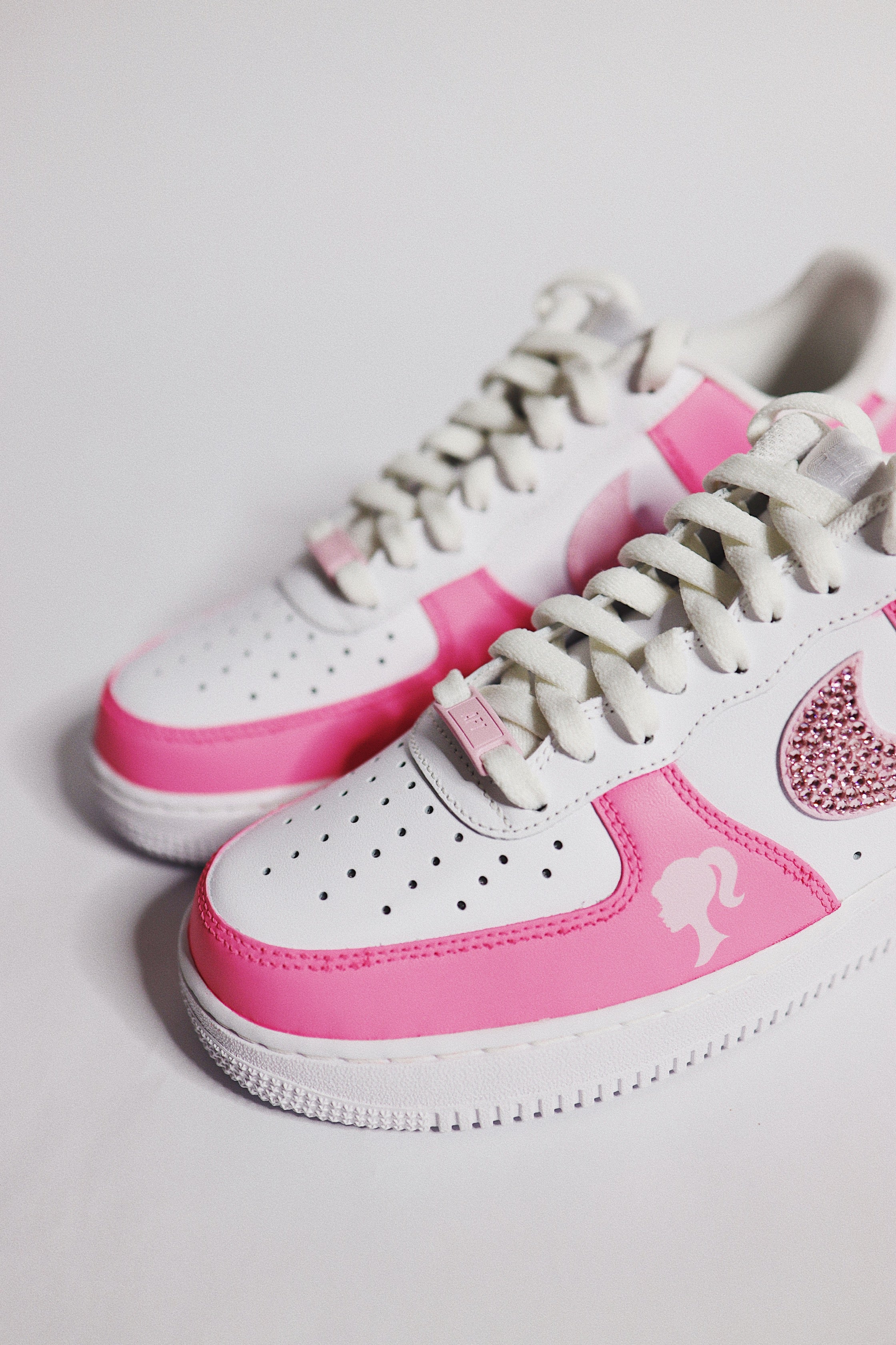 Custom Barbie Pink Air Force 1 with Rhinestones Hand Painted Hot Pin solecraftstudio