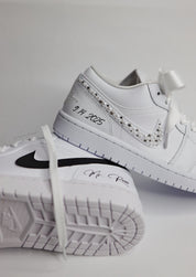 Groom Wedding Jordans | AJ1 Low Black Swoosh | solecraftstudio