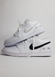 Groom Wedding Jordans | AJ1 Low Black Swoosh | solecraftstudio