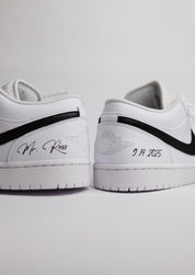 Groom Wedding Jordans | AJ1 Low Black Swoosh | solecraftstudio