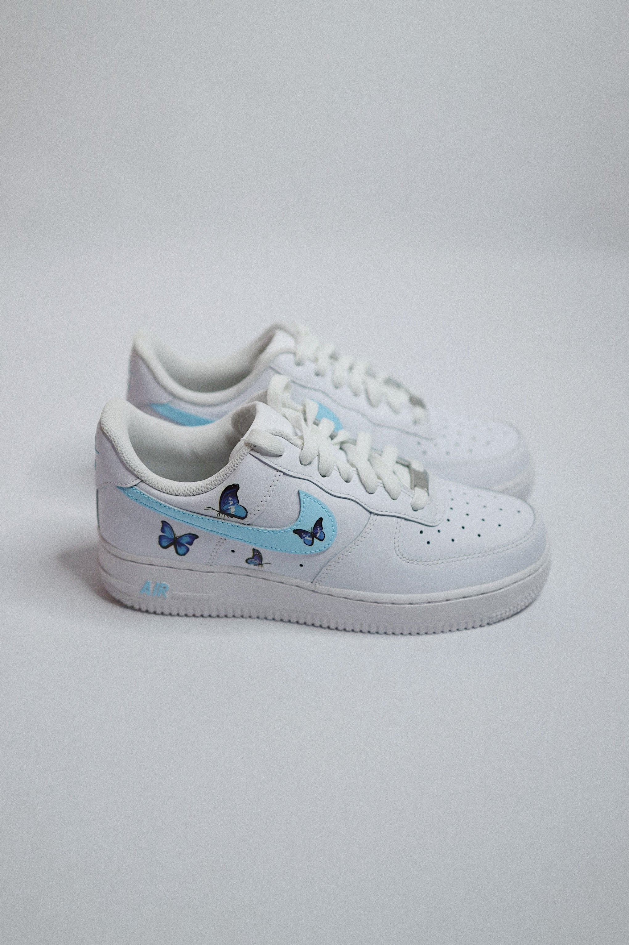 AF1 Blue Swoosh Butterflies — Sample Pair