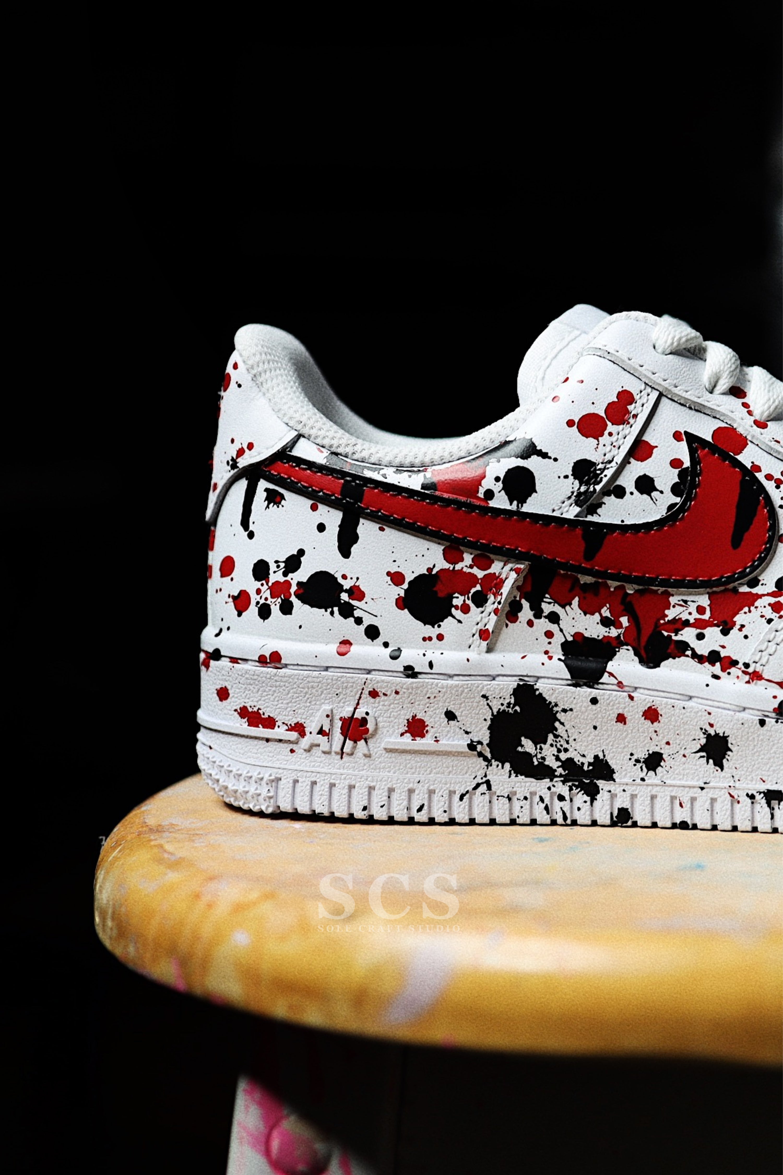 Custom Painted Sneakers | Red and Black Nike Shoes