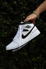 Groom Wedding Jordans | Air Jordan 1 Mid Black Swoosh | solecraftstudio