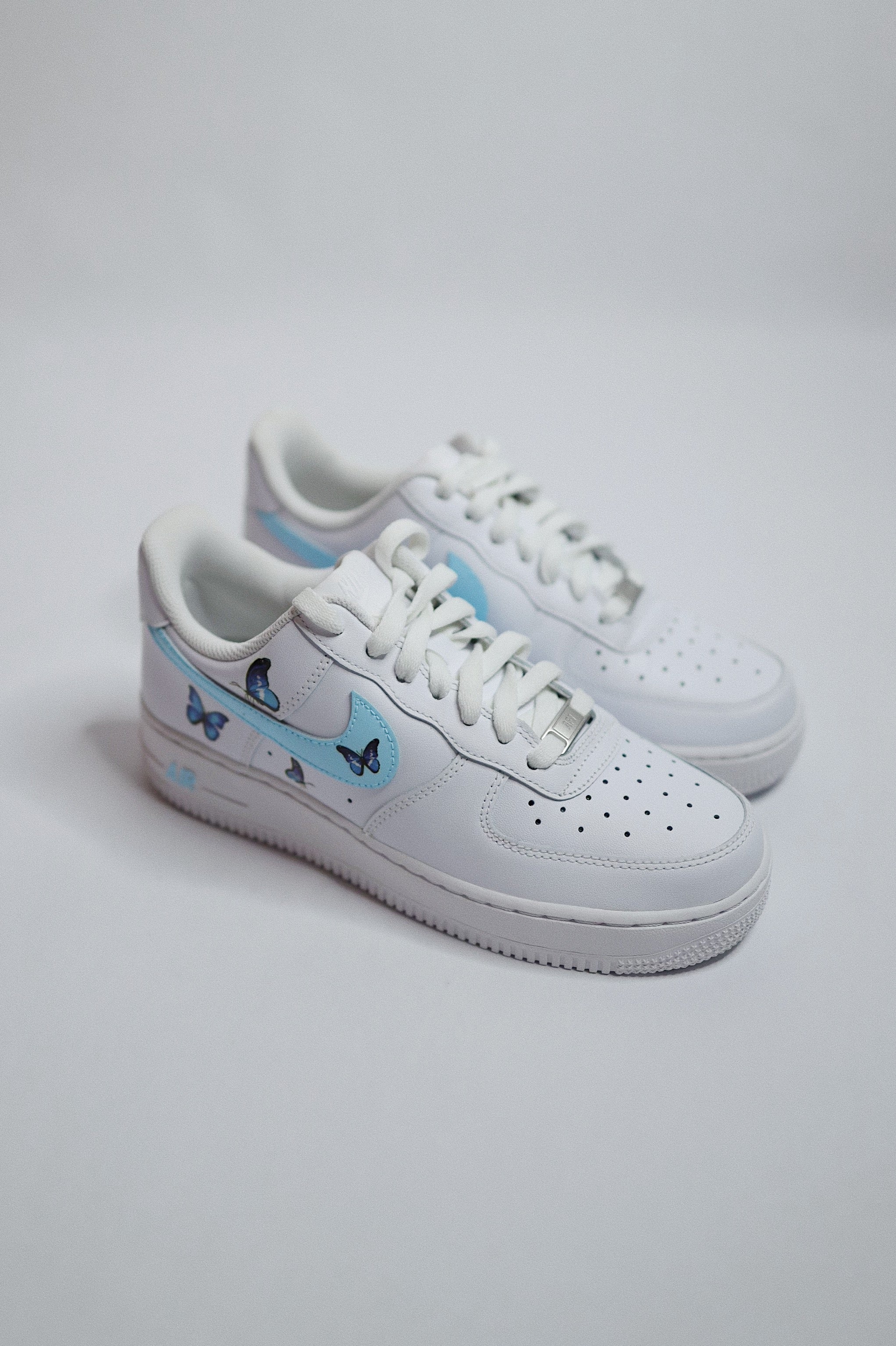 AF1 Blue Swoosh Butterflies — Sample Pair