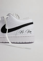 Groom Wedding Jordans | AJ1 Low Black Swoosh | solecraftstudio