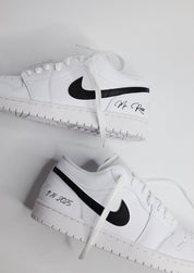 Groom Wedding Jordans | AJ1 Low Black Swoosh | solecraftstudio