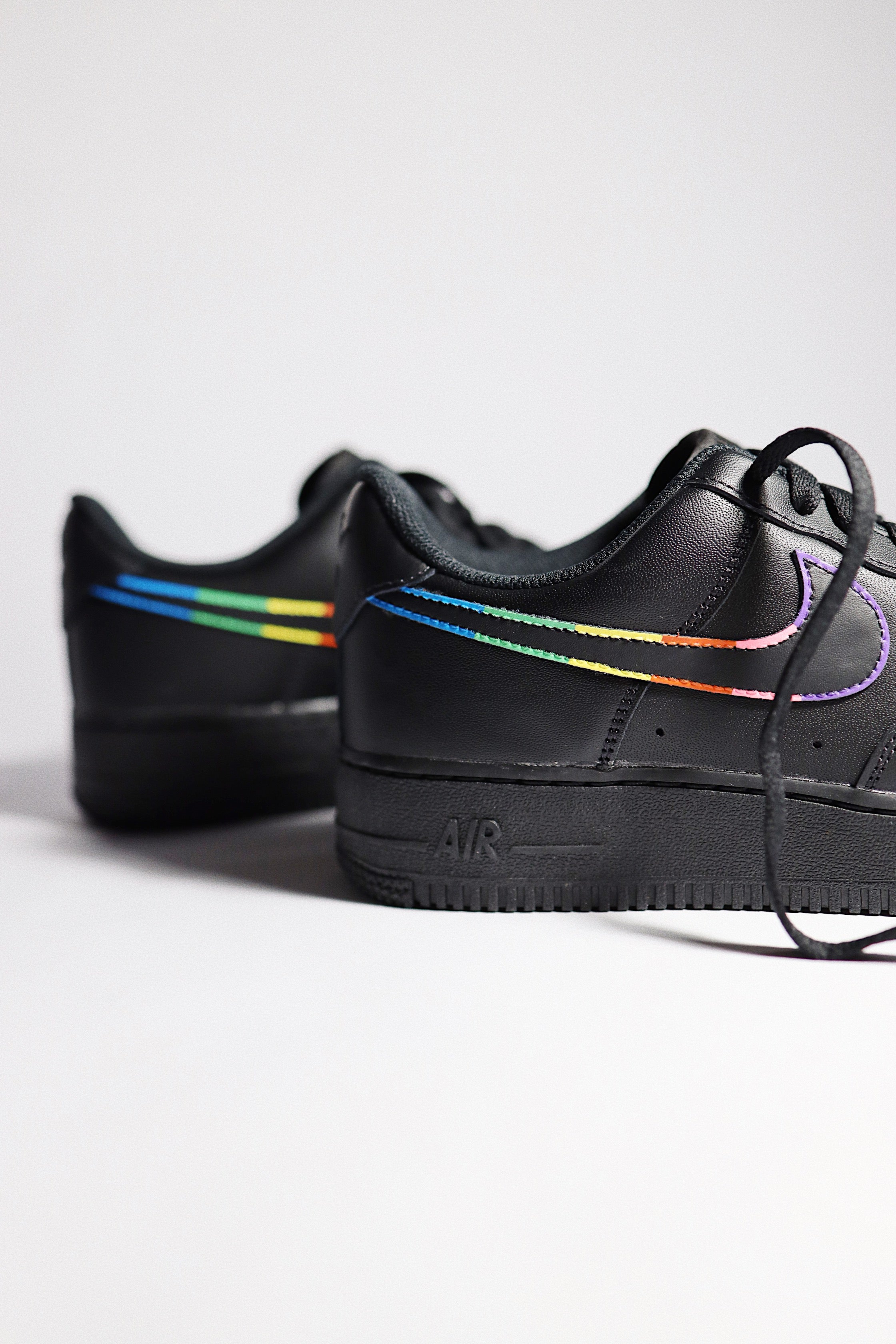 Air Force 1 Low Custom Shoes Rainbow Outline Swoosh Hand Painted AF1 B solecraftstudio