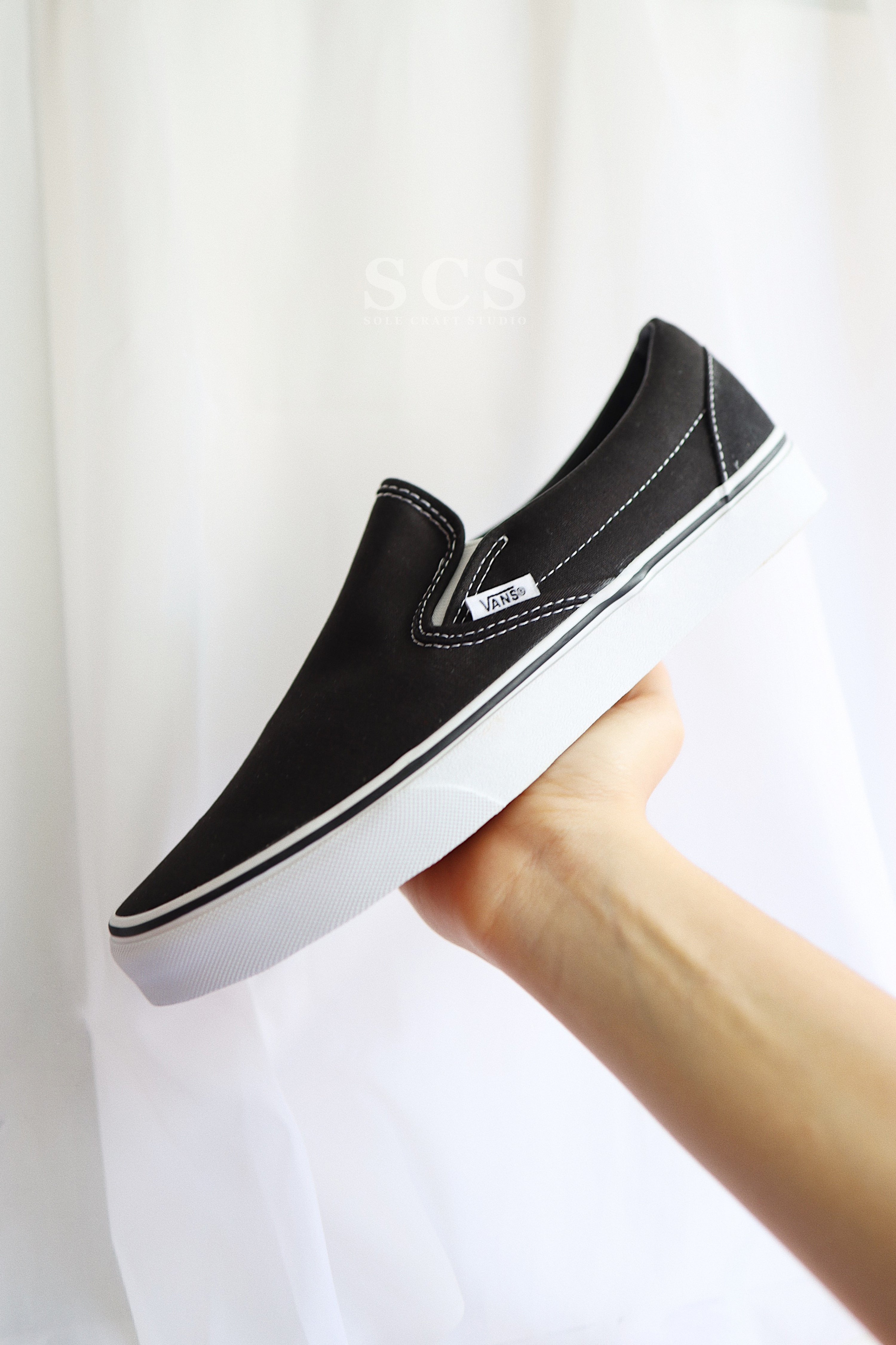 Bride and Groom Vans | Slip-on Black Shoes | solecraftstudio