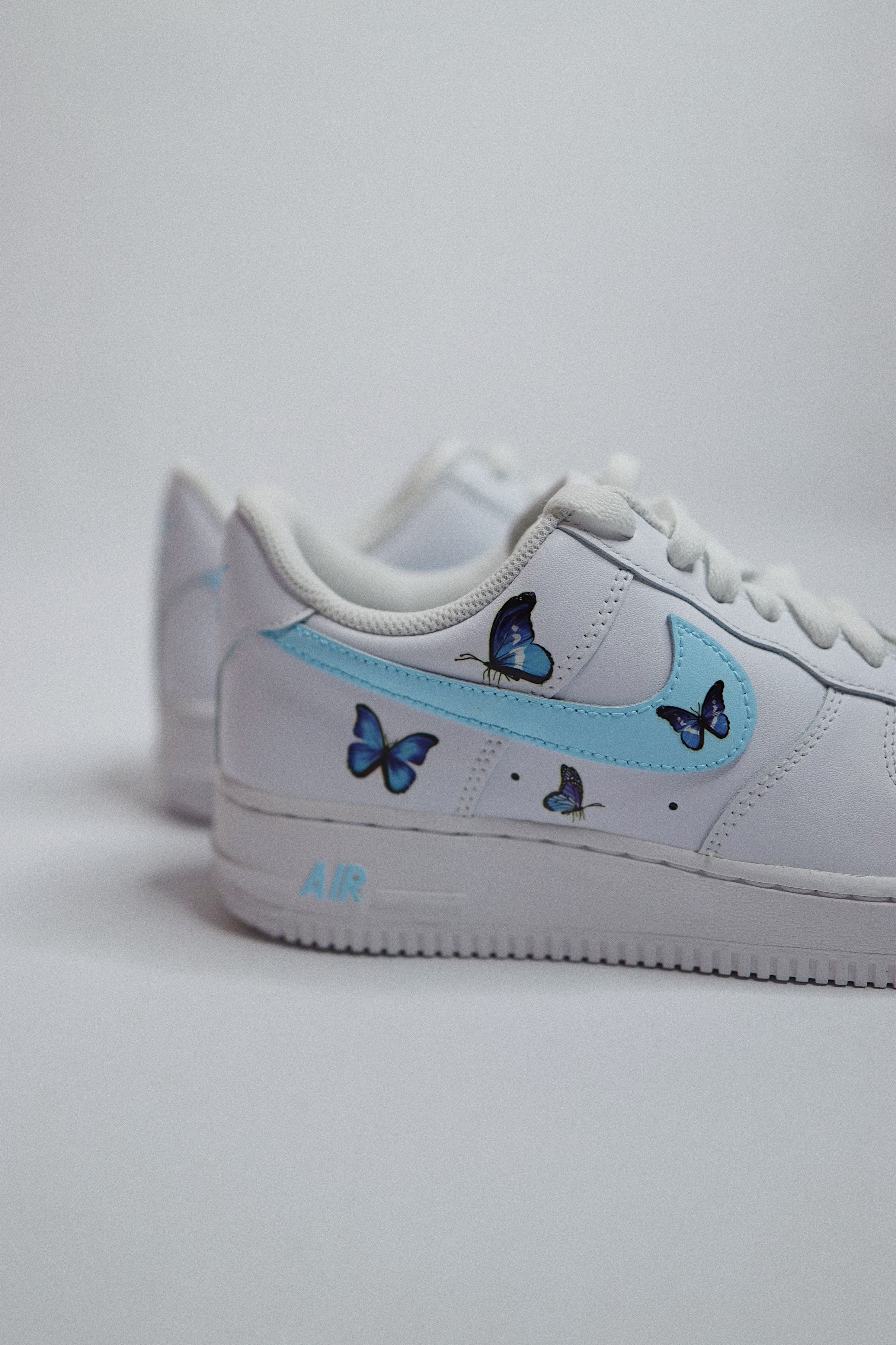 AF1 Blue Swoosh Butterflies — Sample Pair