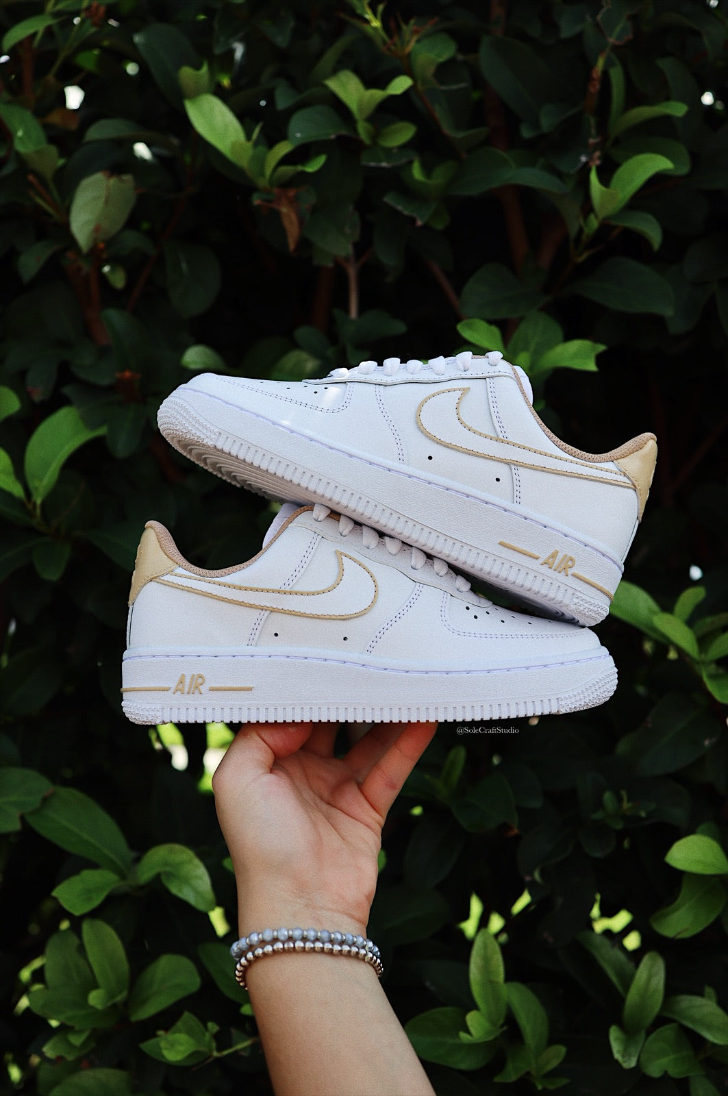 Air Force 1 Low Custom Shoes Cream Outline Hand Painted AF1 Sneakers solecraftstudio